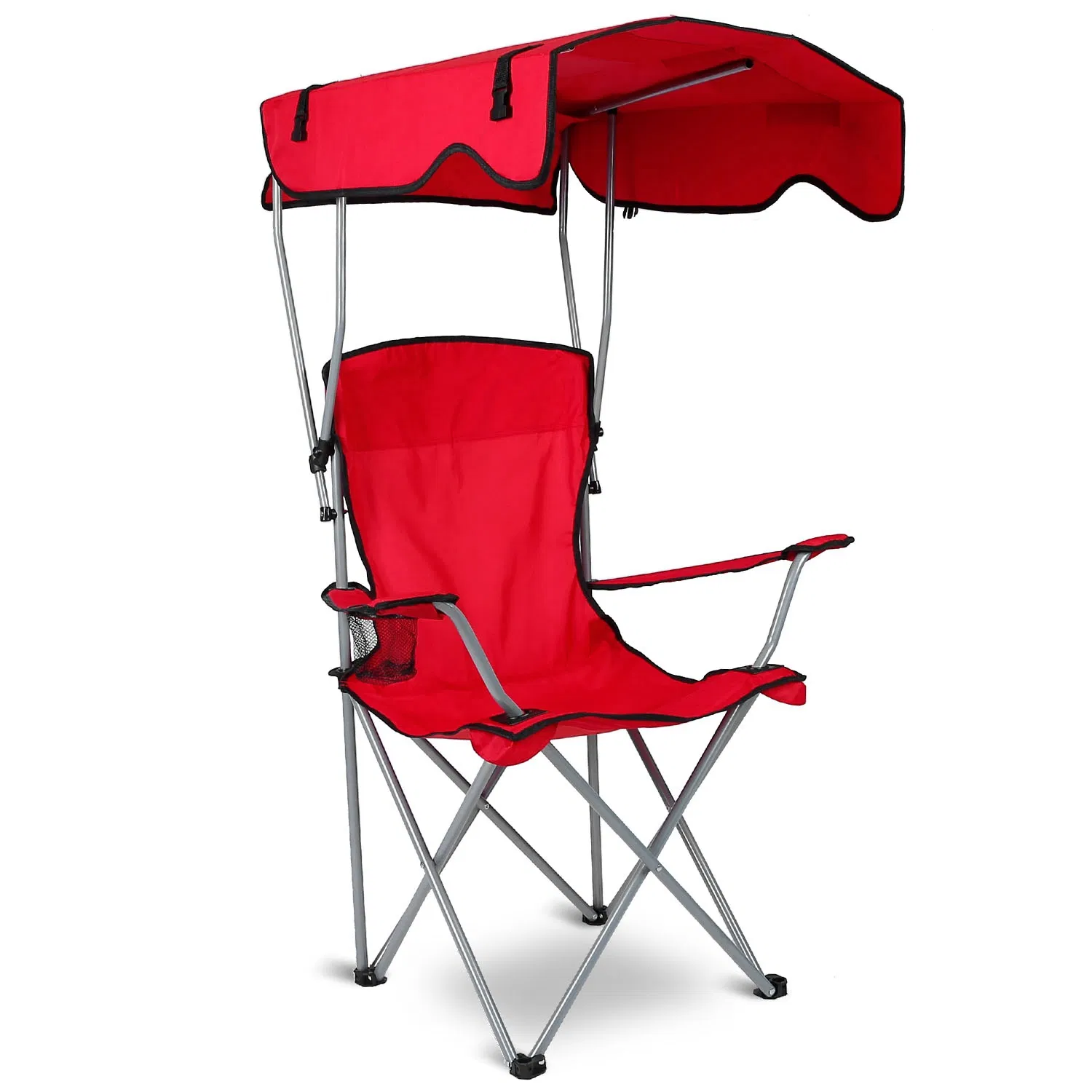 Foldable Beach Canopy Chair Sun Protection Camping Lawn Canopy Chair 330LBS Load Folding Seat w/ Cup Holder For Beach Poolside Travel Picnic photo 7