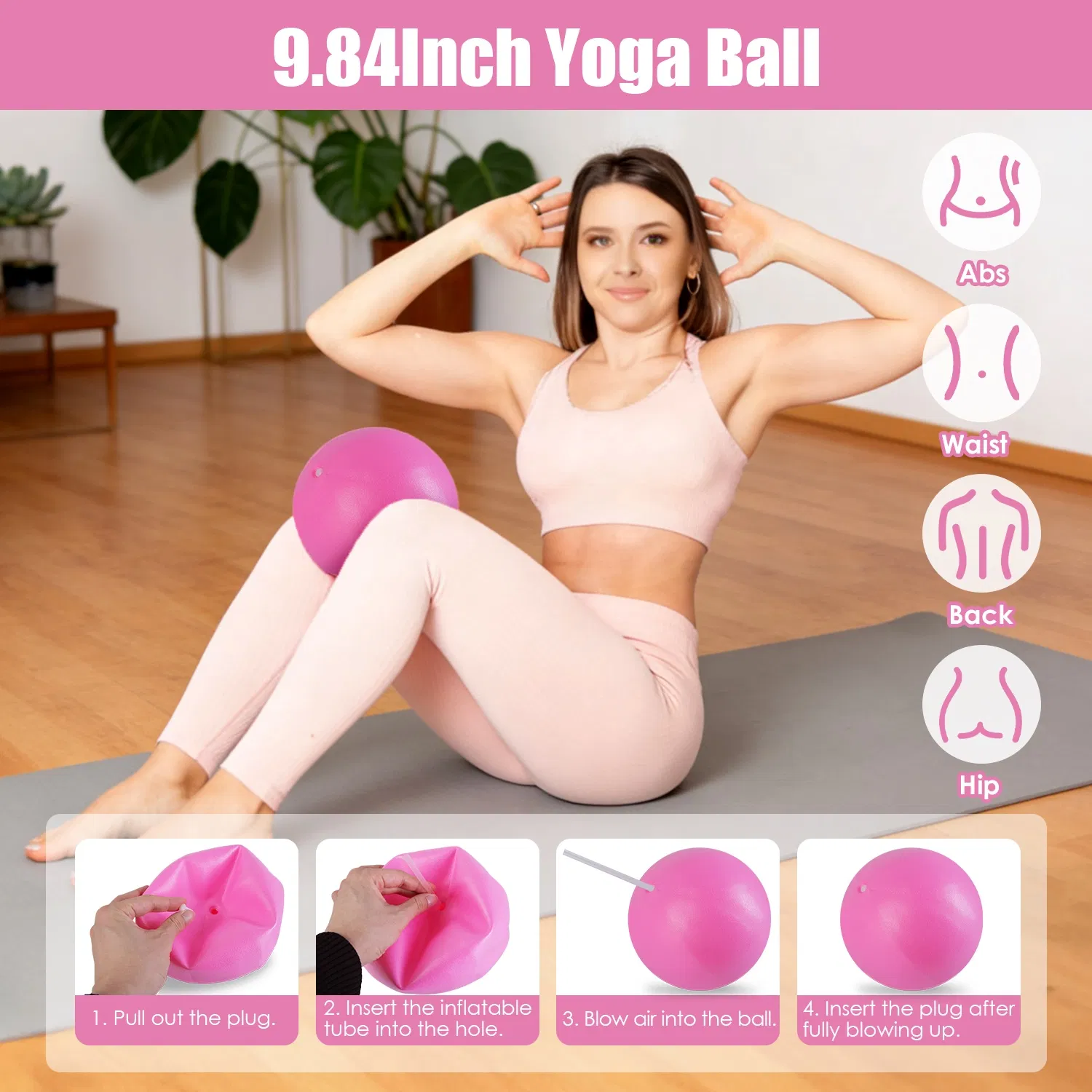 14Pcs Pilates Ring Set with Resistance Bands Yoga Ball Non-Slip Socks, All-in-One Home Gym Equipment for Core Arm Back Training, Portable for Travel photo 5