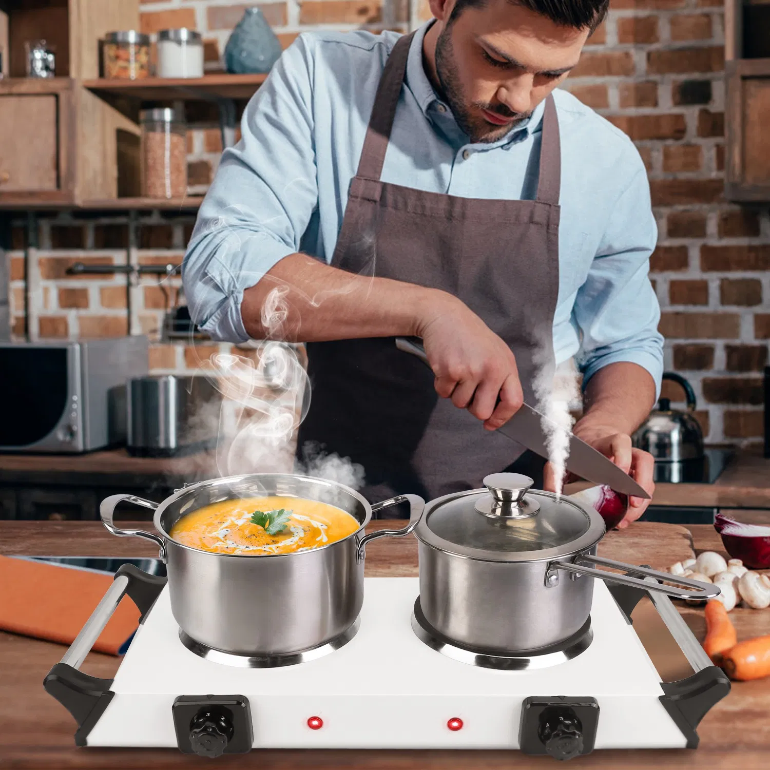 Portable Dual Burner Electric Stove - 2000W Power, 5 Temperature Levels, 5.5in Coils, Fast Even Cooking, Fits Flat Cookware, Ideal for Apartments/RVs, Easy Cleaning Design photo 8