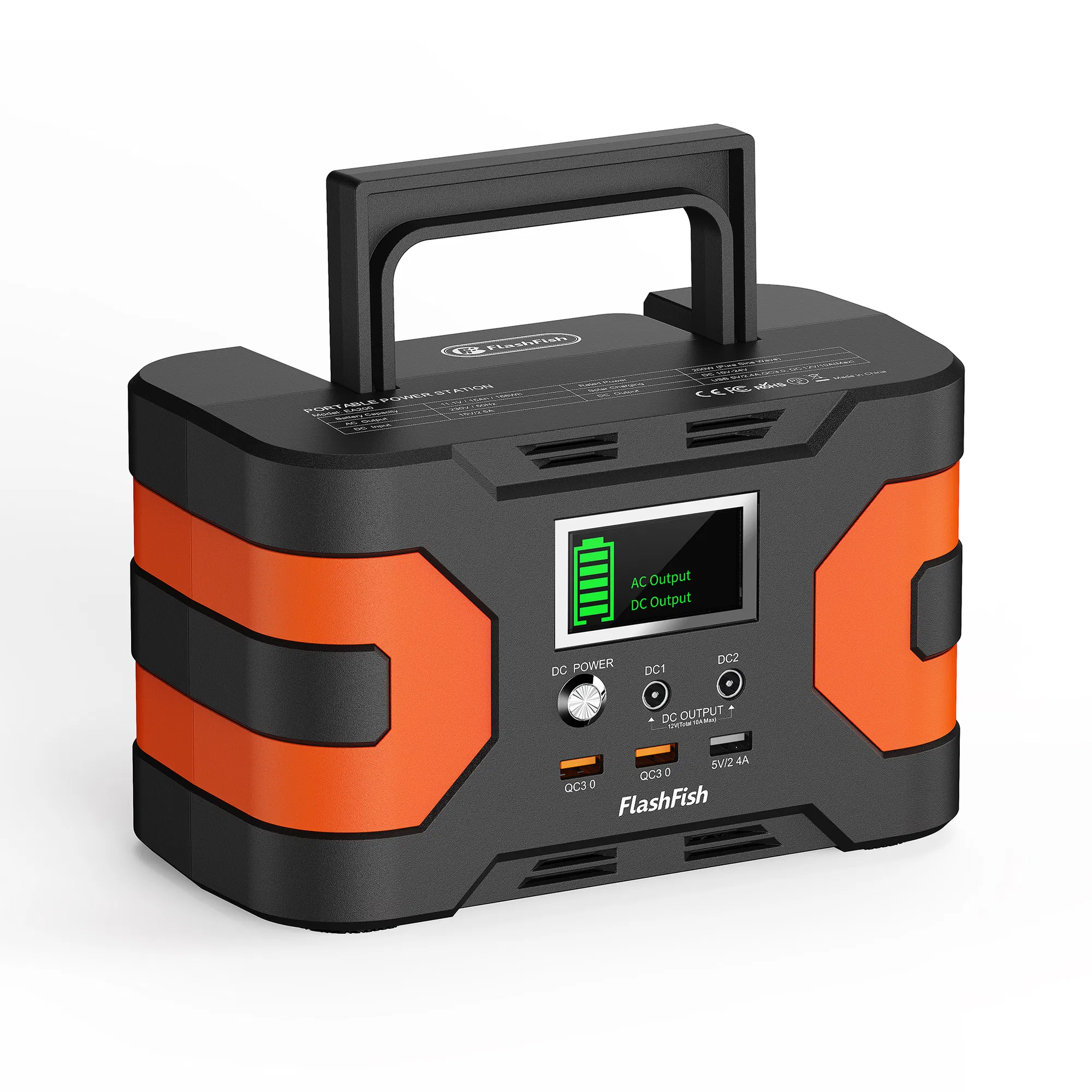 FlashFish 200W Portable Power Station, 166Wh with 230 V AC/DC/USB/Type C/LED Lights, Power Generator Battery for Camping, Travel,  Emergency Power Battery, Backup Generator for Camping, Home Emergency photo 1