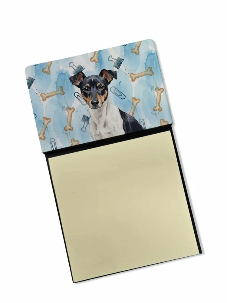 Black and White Rat Terrier Coworker Watercolor Sticky Note Holder Refillable Dispenser Desk Accessory 3x3 Pad Gift photo 8
