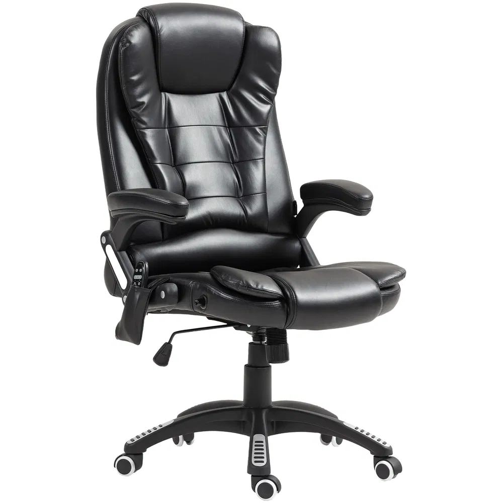 Reclining Massage Office Chair, Executive Office Chair with High Back, Swivel Wheels, Black photo 7