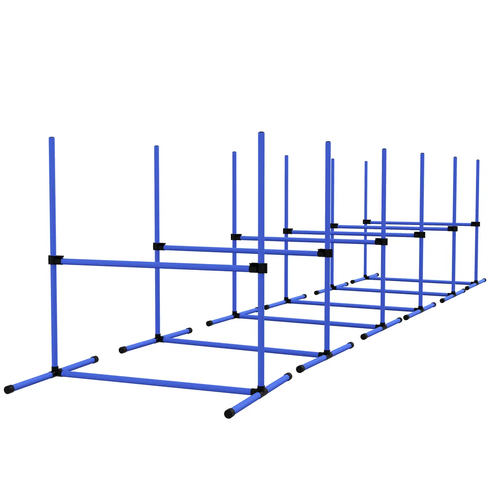 Set of 6 Dog Agility Training Equipment Adjustable Jump Bar Pet Exercise Kit with Carrying Bag (Blue) photo 7