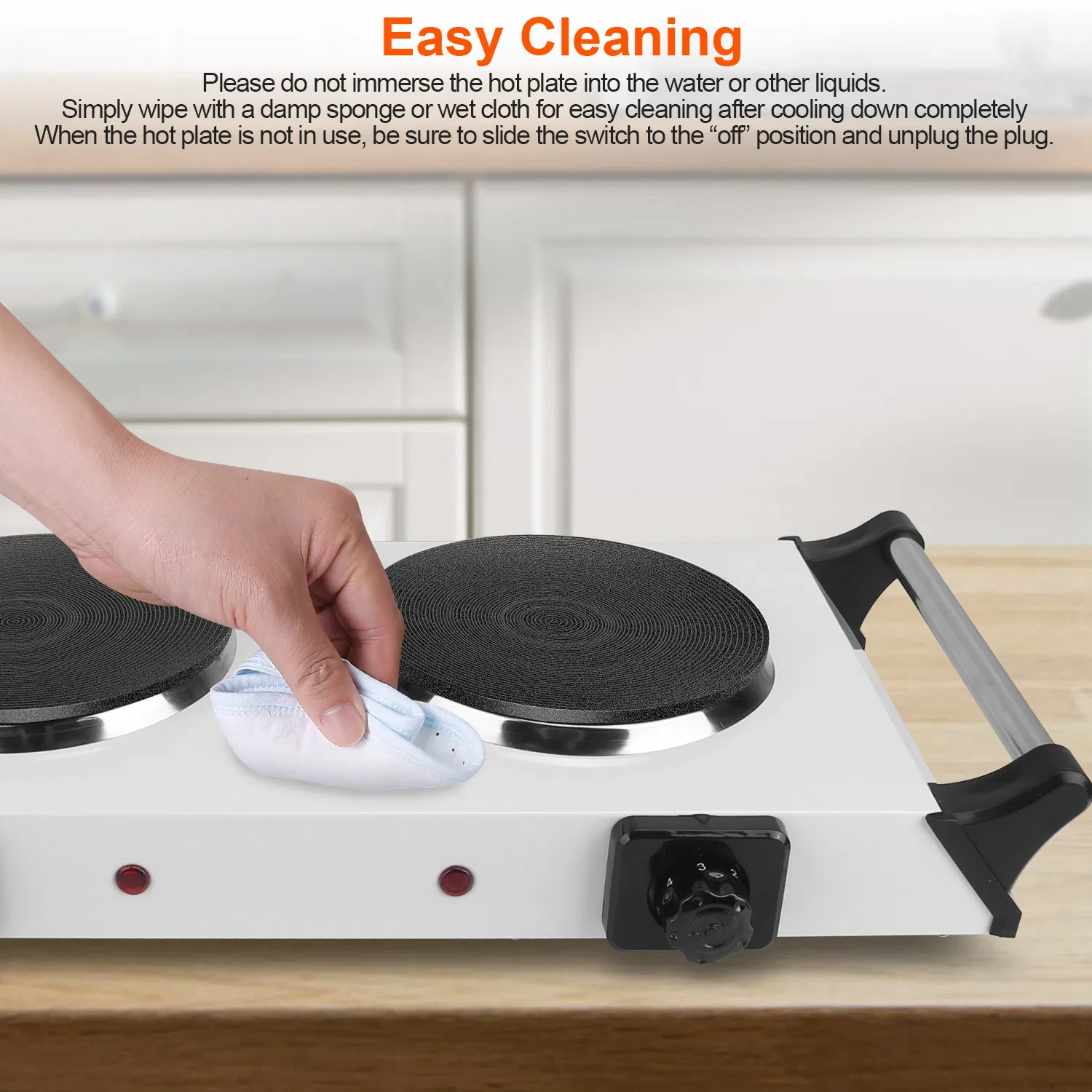 Portable Dual Burner Electric Stove - 2000W Power, 5 Temperature Levels, 5.5in Coils, Fast Even Cooking, Fits Flat Cookware, Ideal for Apartments/RVs, Easy Cleaning Design photo 2