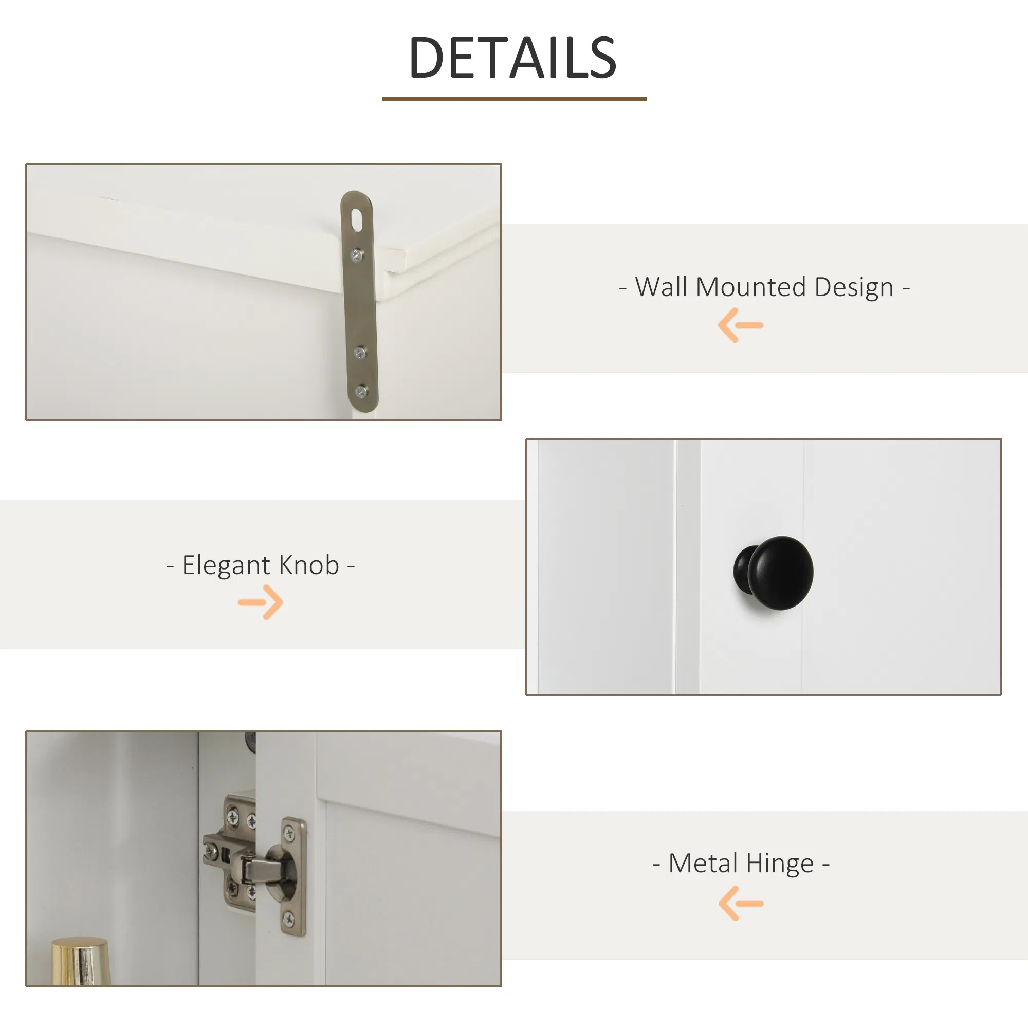 Bathroom Wall Cabinet, Wall Mounted Medicine Cabinet with 3 Open Shelves and Storage Cupboard for Laundry Room, White photo 6