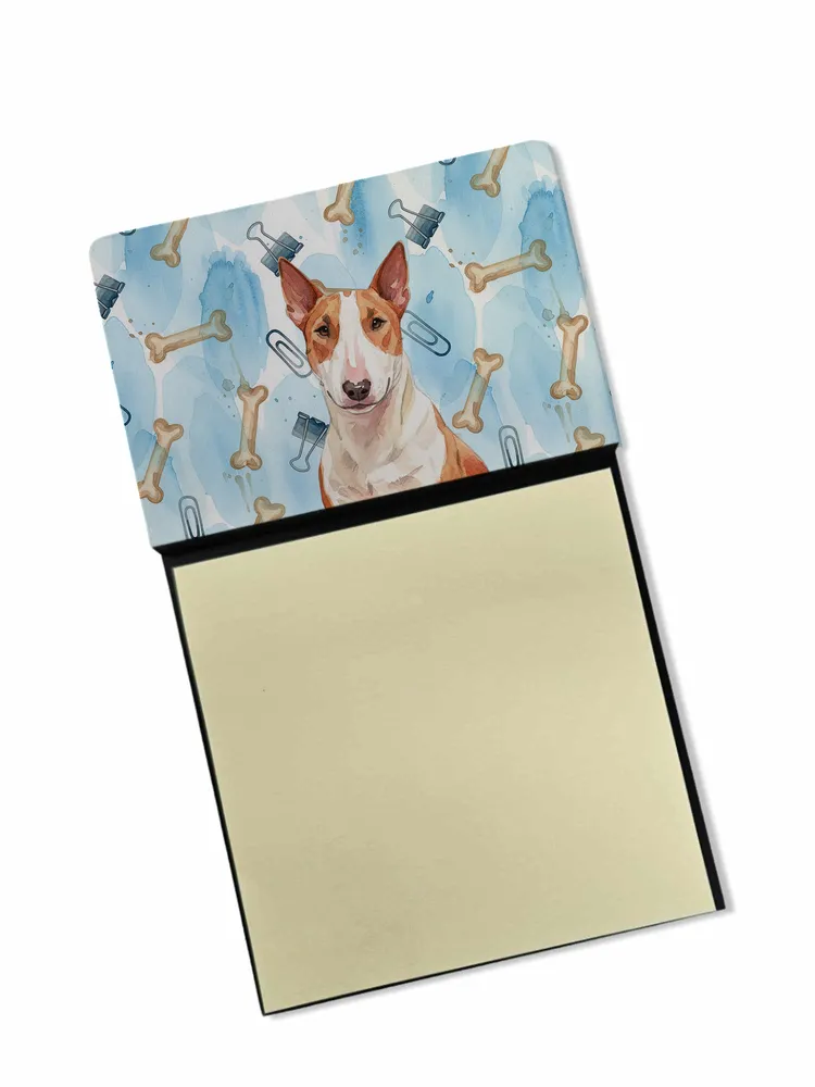 Red and White Bull Terrier Coworker Watercolor Sticky Note Holder Refillable Dispenser Desk Accessory 3x3 Pad Gift photo 2