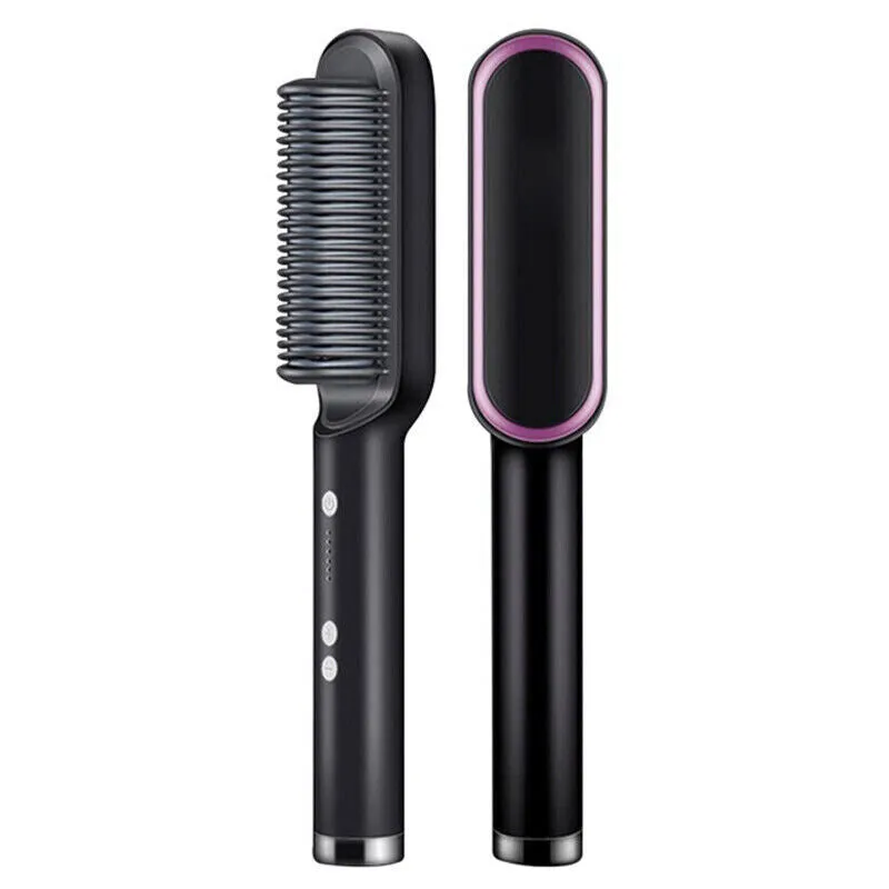 Hair Straightener Brush Straightening Curler Hot Comb Electric Adjustable Heat photo 3