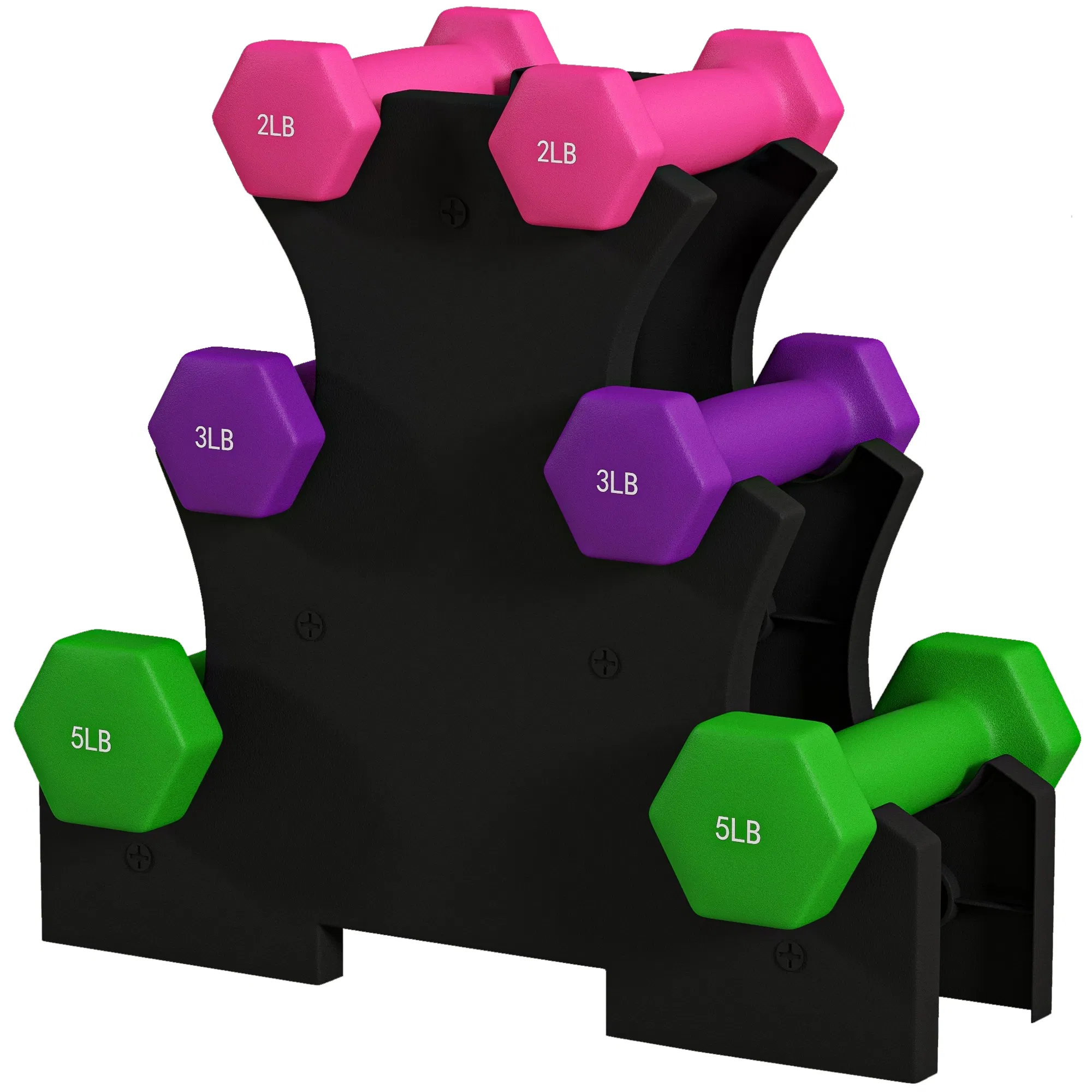 2 x 2 lbs., 2 x 3 lbs., 2 x 5 lbs. Dumbbells Set with Dumbbell Rack, Hand Weights for Home Gym Training photo 1