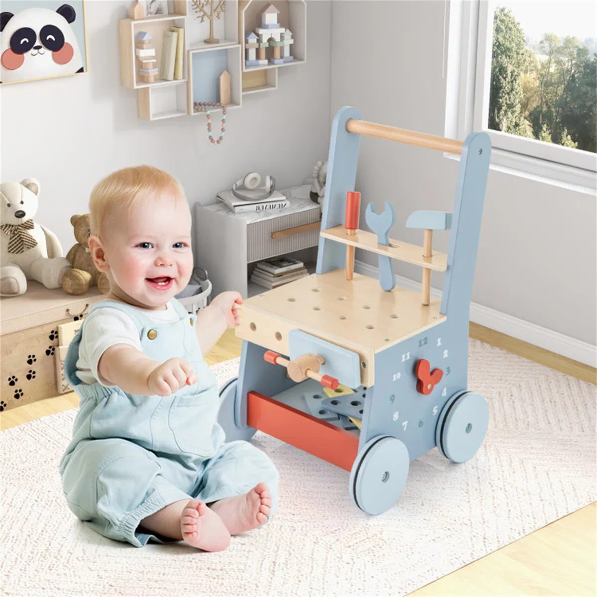 Wooden Baby Walker with Multi-Activity Center photo 3