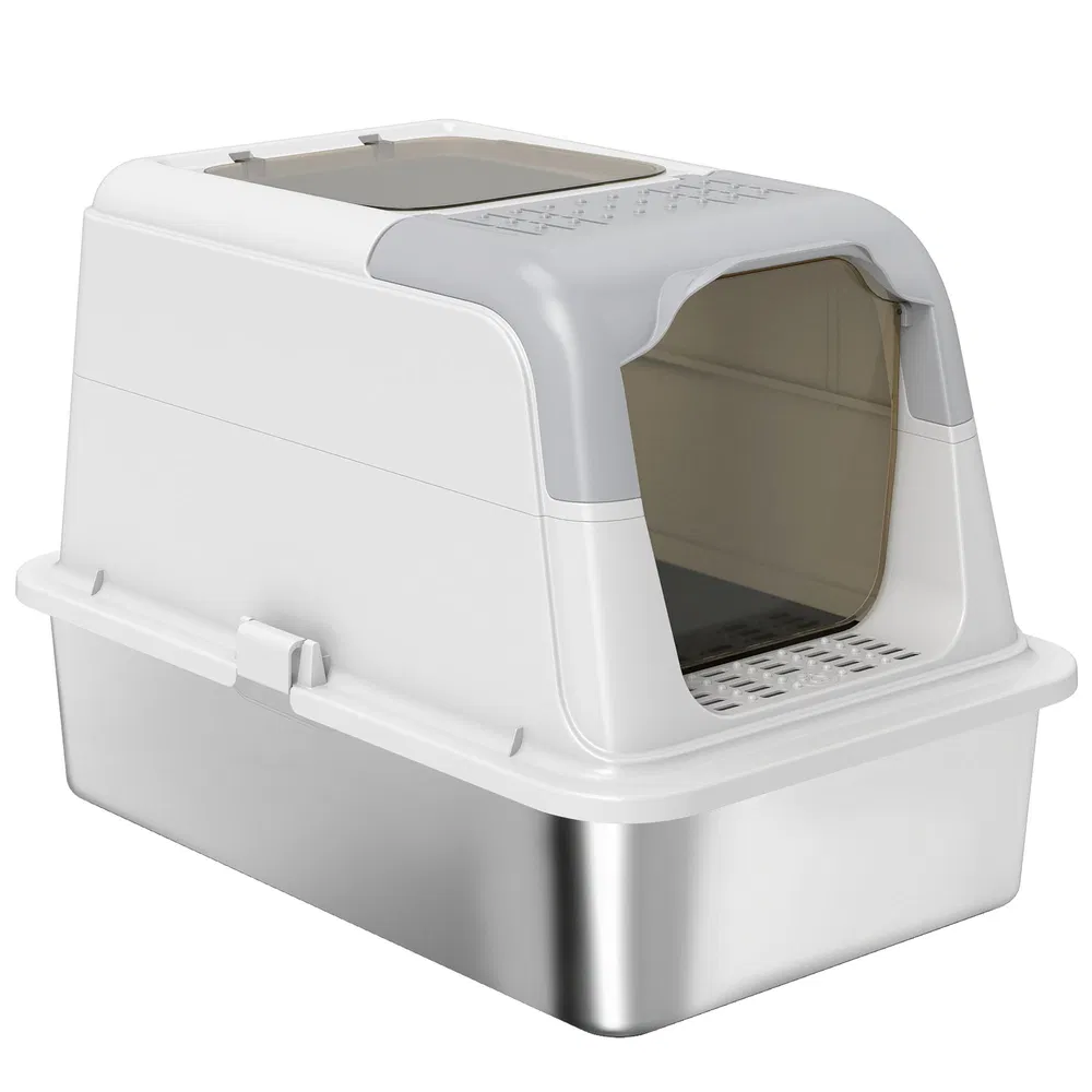 Extra Large Stainless Steel Litter Box, Enclosed Kitty Litter Box for Big Cats with Scoop, Deodorizer Bag photo 7