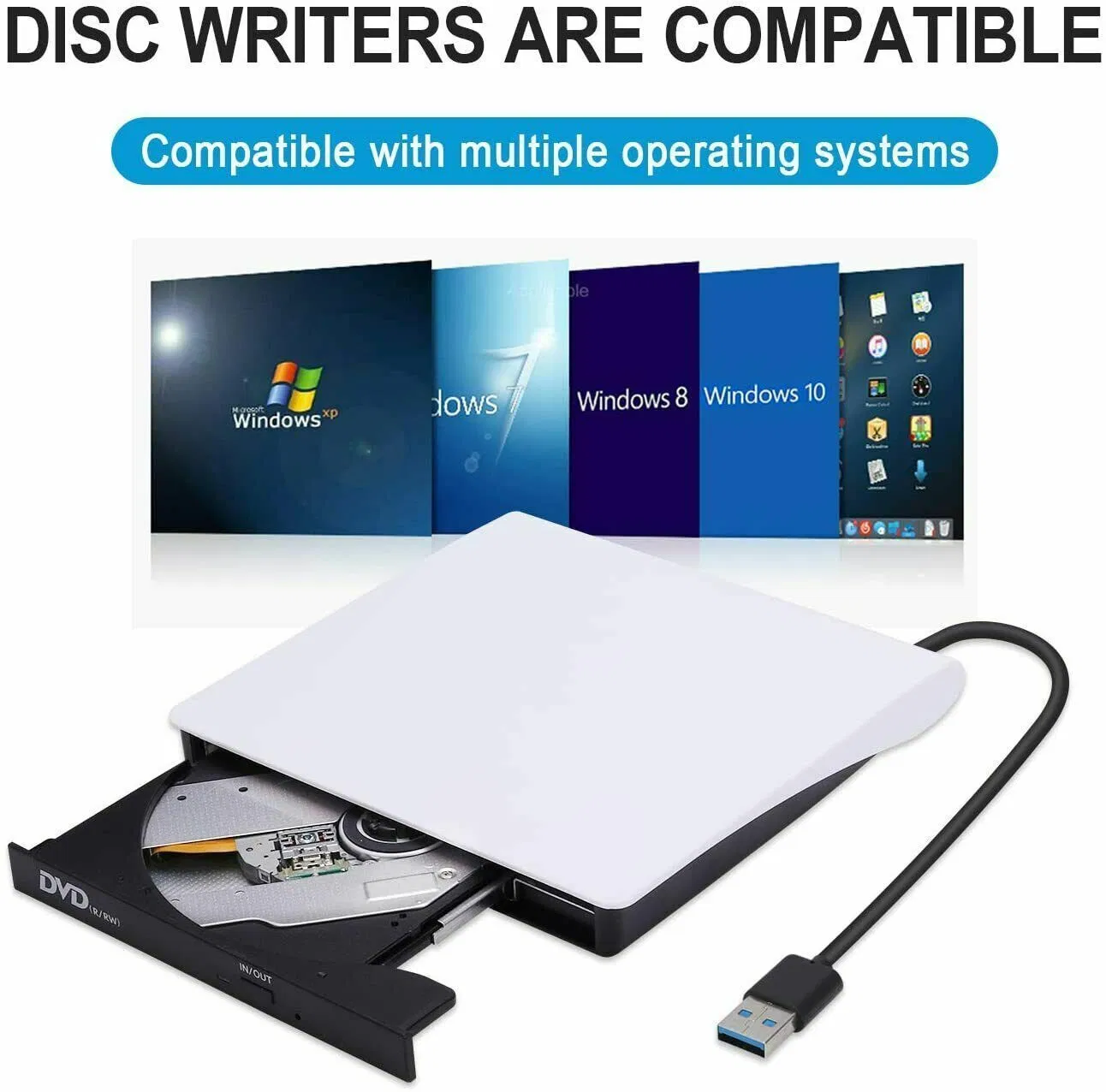Slim External CD DVD Drive USB 3.0 Disc Player Burner Writer For Laptop PC Mac photo 8