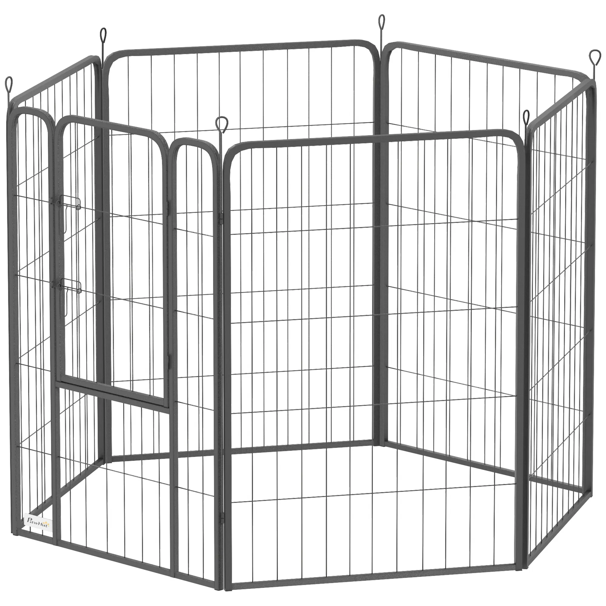 6 Panels Heavy Duty Dog Playpen Outdoor Indoor with Door & Strap, 39" Height Portable & Foldable Pet Playpen photo 1