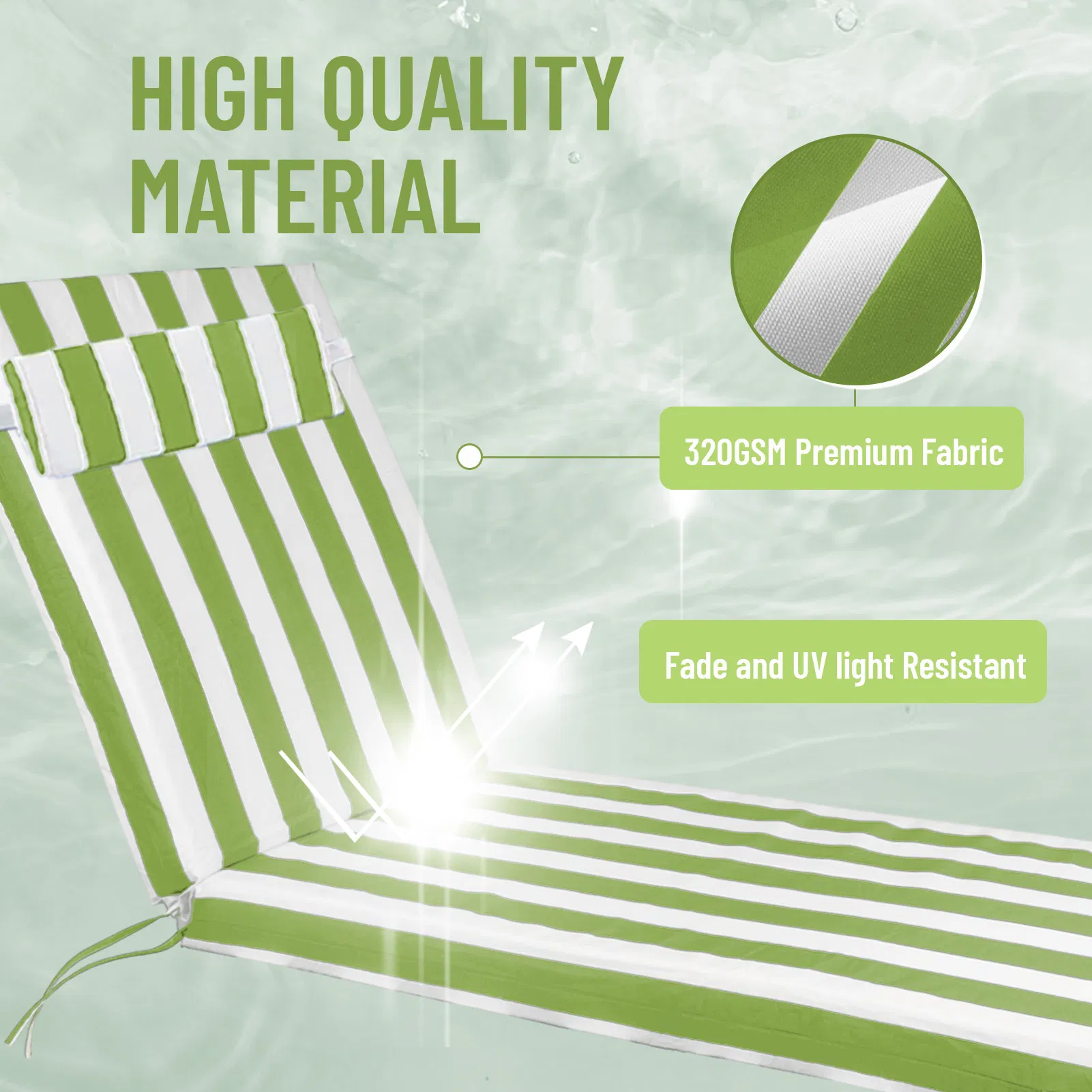 Outdoor Chaise Lounge Cushion, 72 in. x 21 in. x 3 in. Waterproof Fade-Resistant Patio Chair Pad for Pool Beach photo 4
