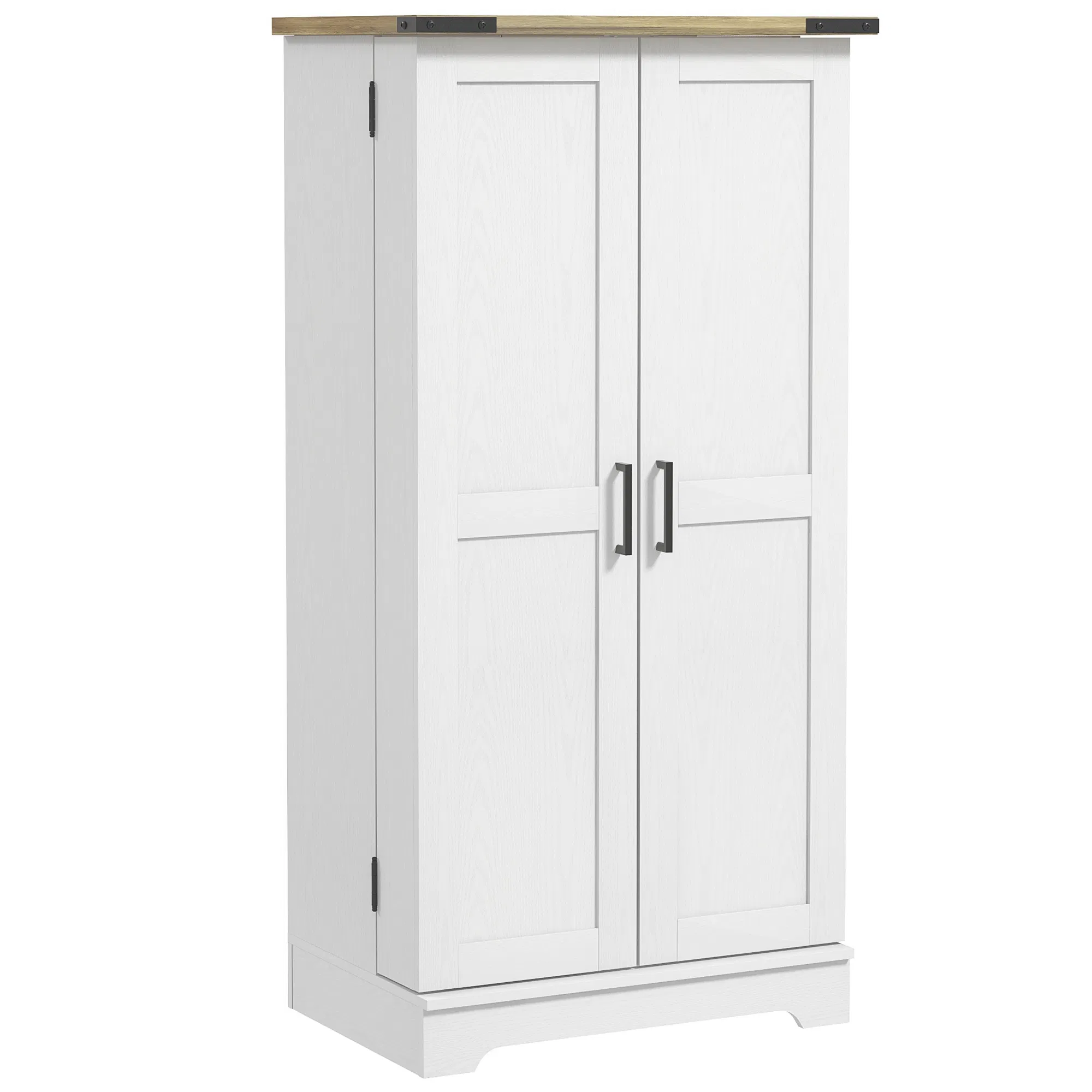 Farmhouse Kitchen Pantry Storage Cabinet, Kitchen Pantry Cabinet with Doors and Adjustable Shelves, Cream White photo 1