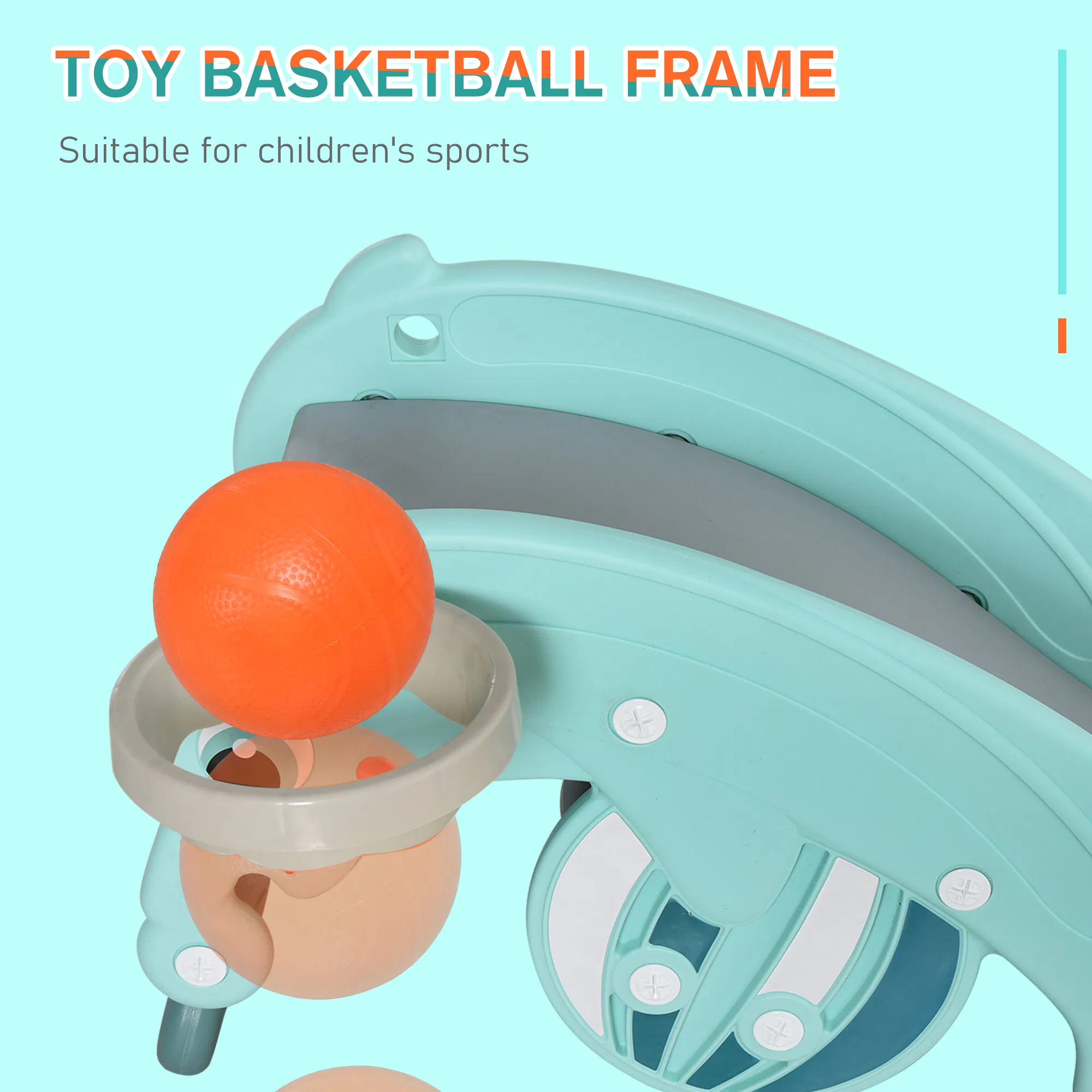 3-in-1 Kids Slide And Rocking Horse Dual-Use Children Activity Equipment Portable Slide Indoor Outdoor Playground Toy W/ Basketball Hoop Toddler Birthday Gift, Age 1.5-3, Green photo 5