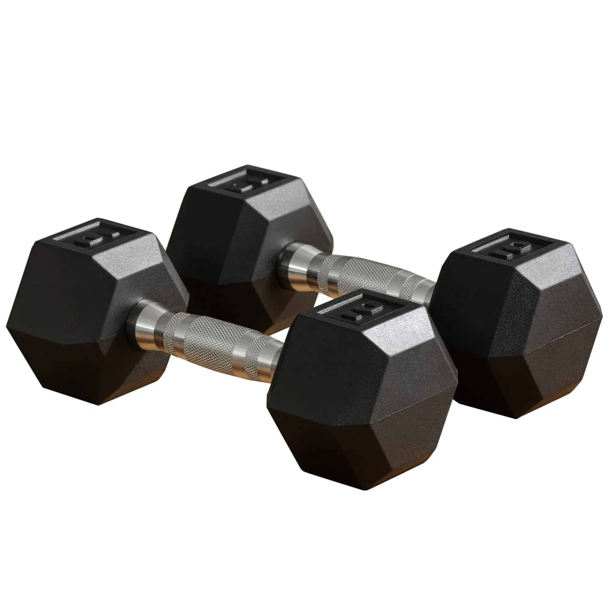 Rubber Dumbbells Weight Set, Total 20lbs(10lbs Each) Dumbbell Hand Weight for Body Fitness Training for Home Office Gym, Black photo 1