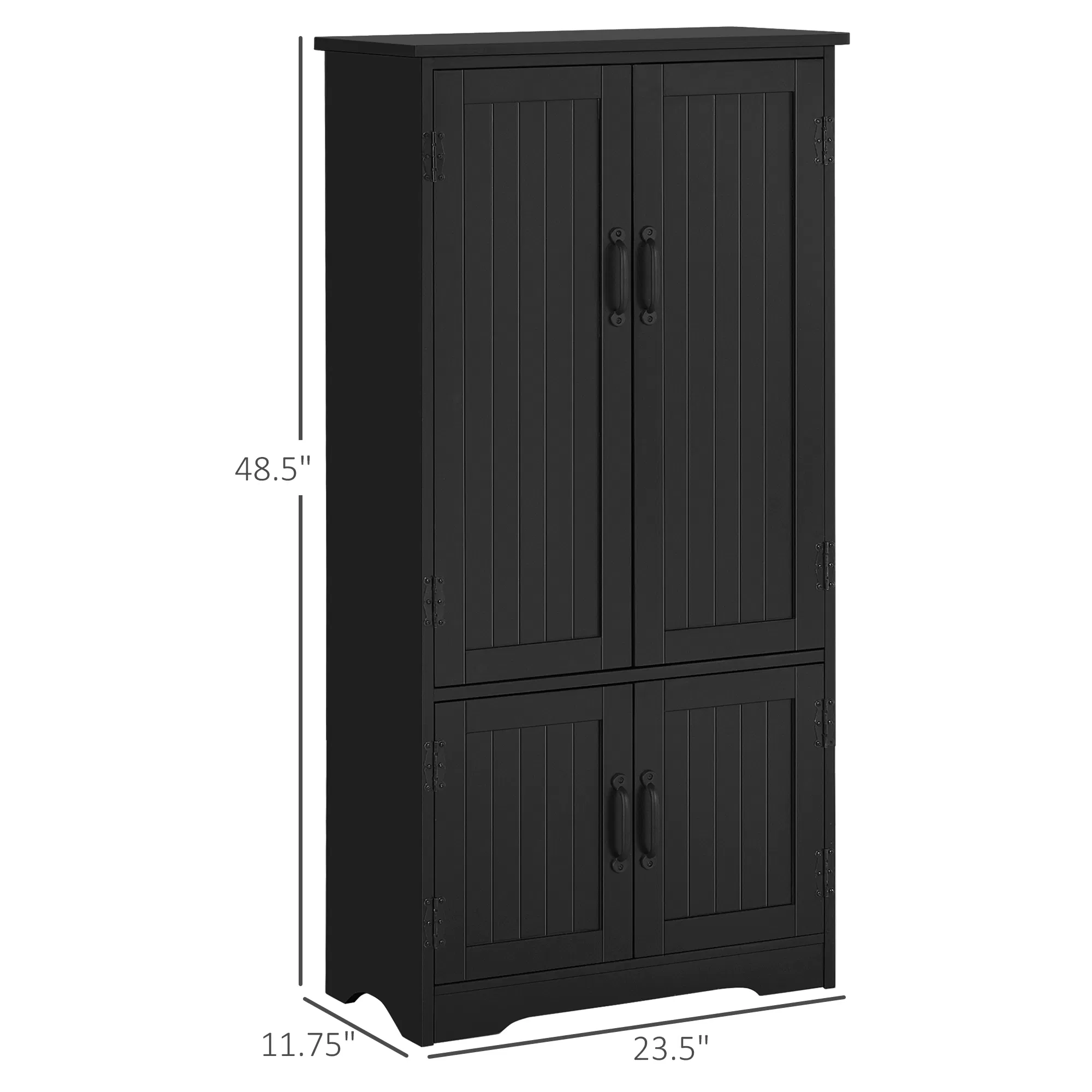 48" 4-Door Storage Cabinet Multi-Storey Large Space Pantry with Adjustable Shelves Black photo 2
