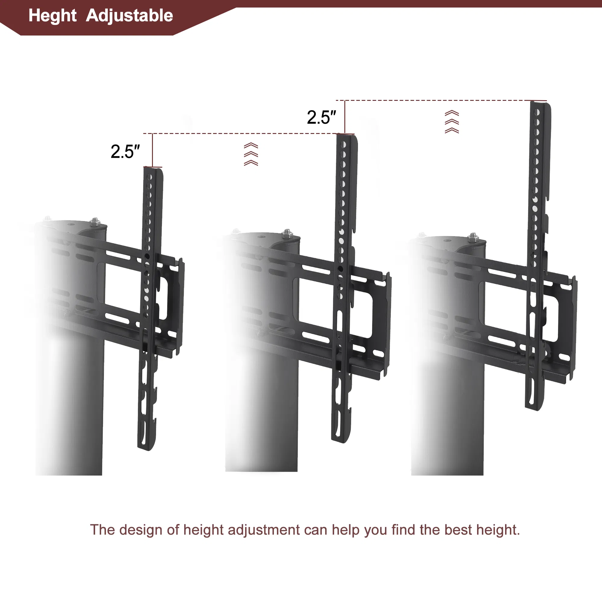 Black Multi-function TV Stand Height Adjustable Bracket Swivel 3-Tier photo 3