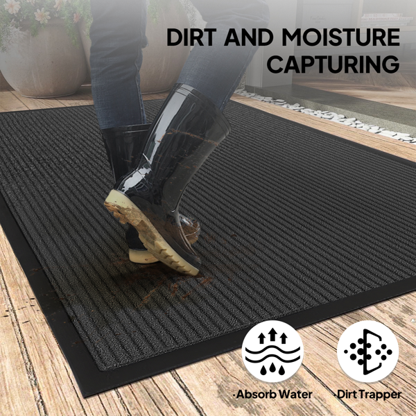 1PC Dark Gray PVC Composite Commercial Entrance Mat, 90x150x0.7cm, Extra-Long Heavy-Duty Floor Protection photo 7