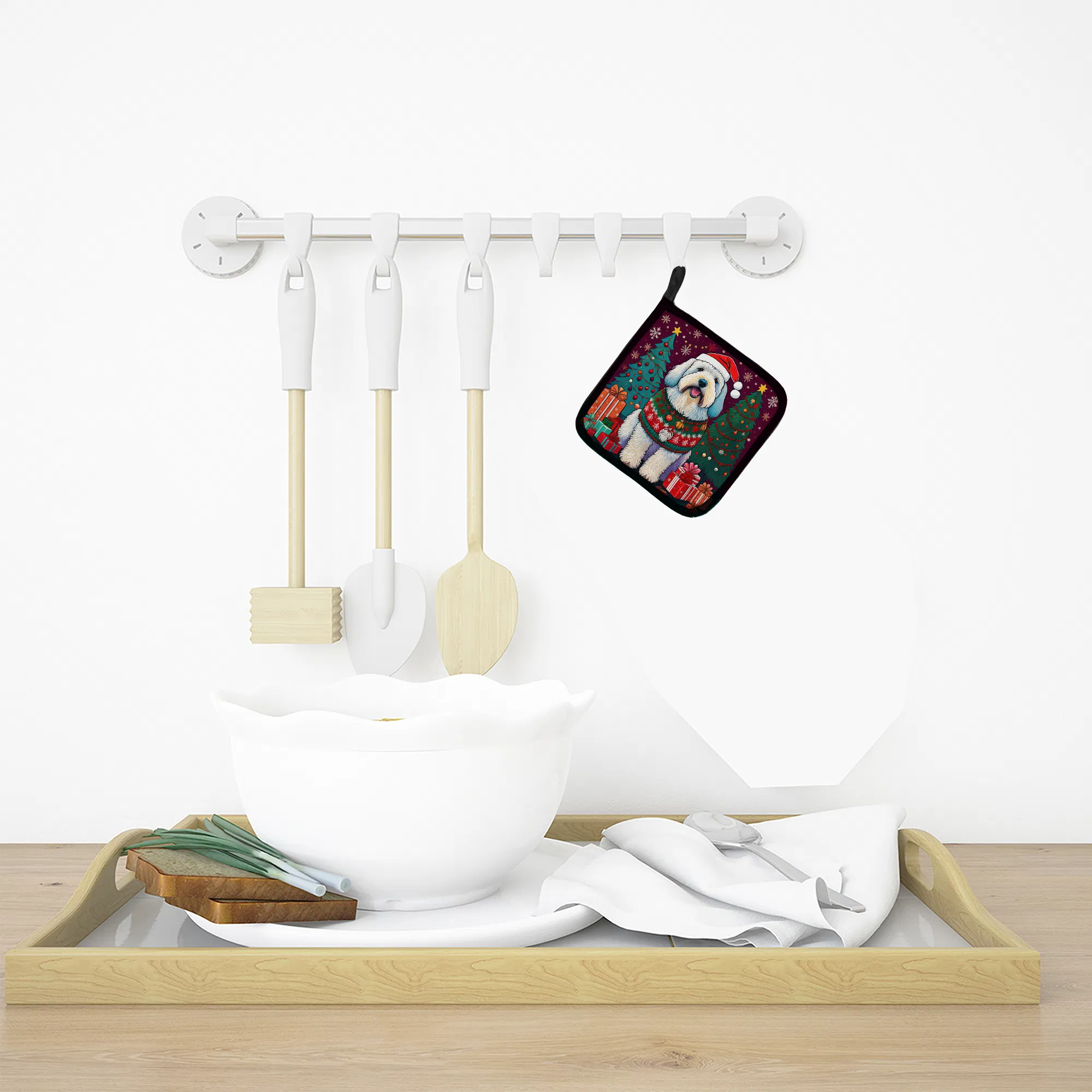 Old English Sheepdog Christmas Pair of Pot Holders Kitchen Heat Resistant Pot Holders Sets Oven Hot Pads for Cooking Baking BBQ, 7 1/2 x 7 1/2 photo 5