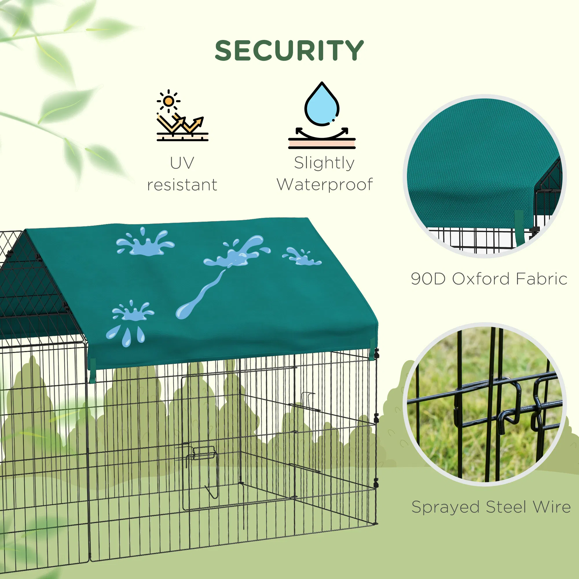 87" Small Animal Cage with Roof, Indoor/Outdoor Use, for Chicken, Rabbits, Chinchillas, Green photo 4