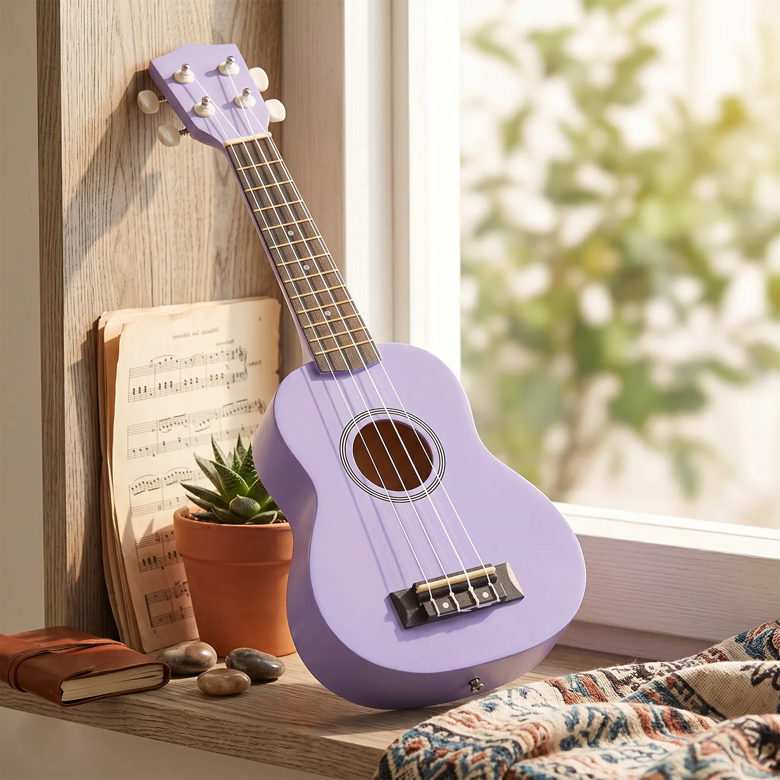 21in Linden wood body rosewood fingerboard ukulele, cotton bag, capo, strap, picks*2, tunerStringsDust cloth photo 3