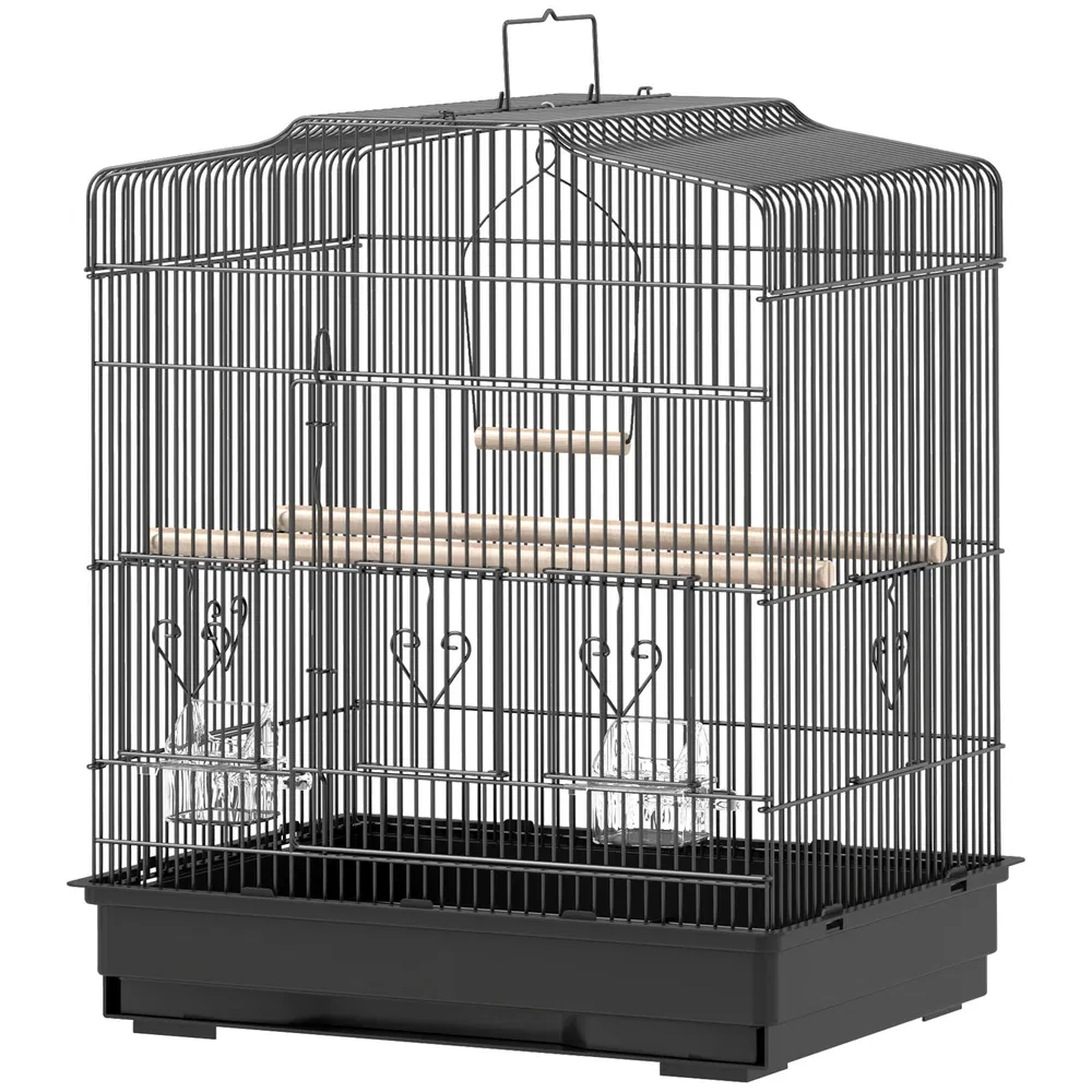 23" Bird Cage, Finches Canaries, Parrot Cage with Doors Perches, 2 Feeder Pet Supplies, Black photo 7
