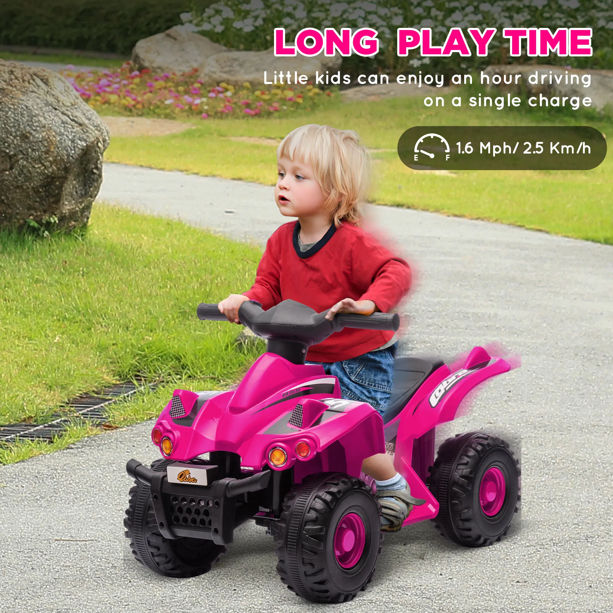 6V Kids ATV Quad w/ Music, Forward, for 2-6 Years, Pink photo 6