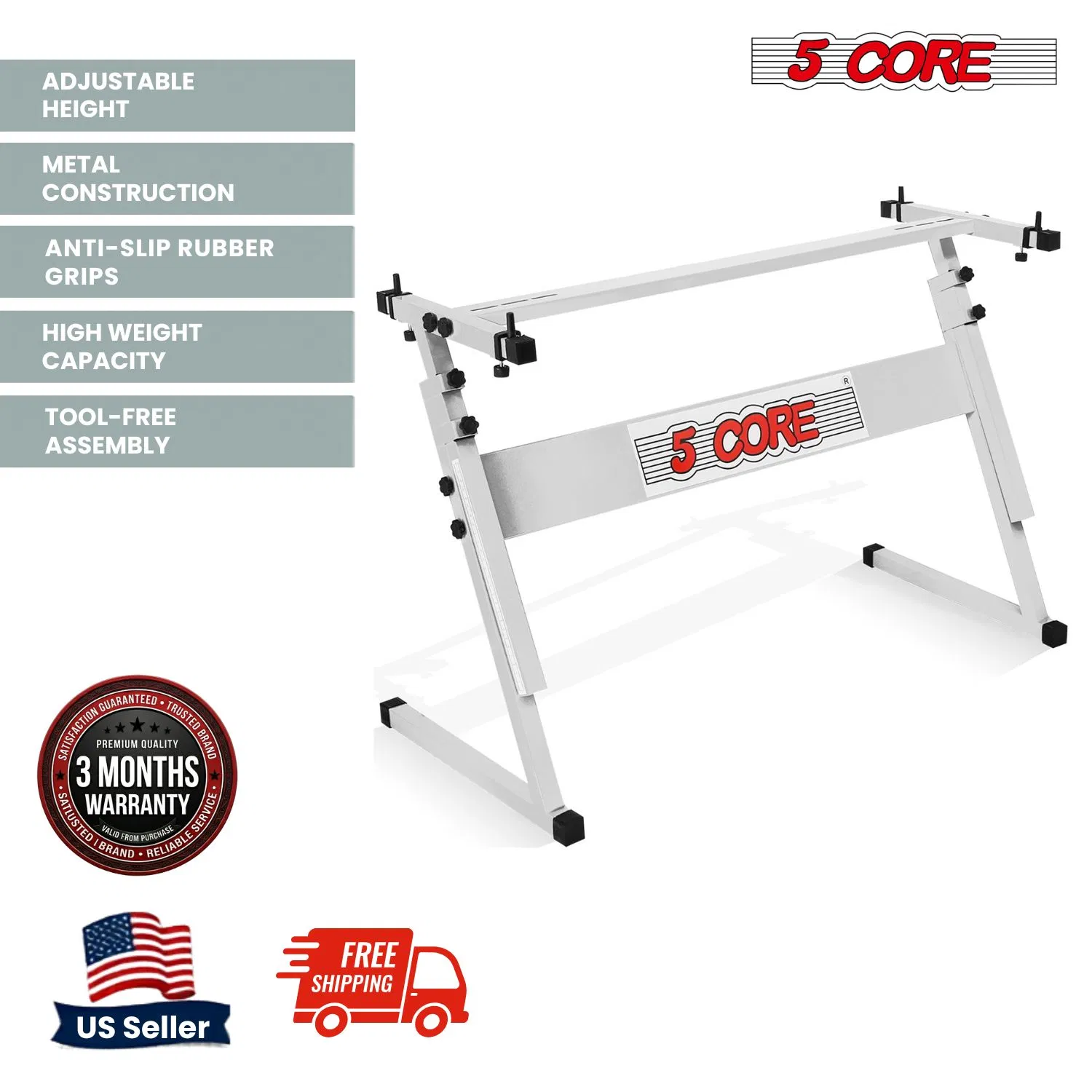 5 Core Keyboard Stand Adjustable 21 - 33" Z Style Metal Electric Piano Riser 330Lb Capacity Foldable photo 3