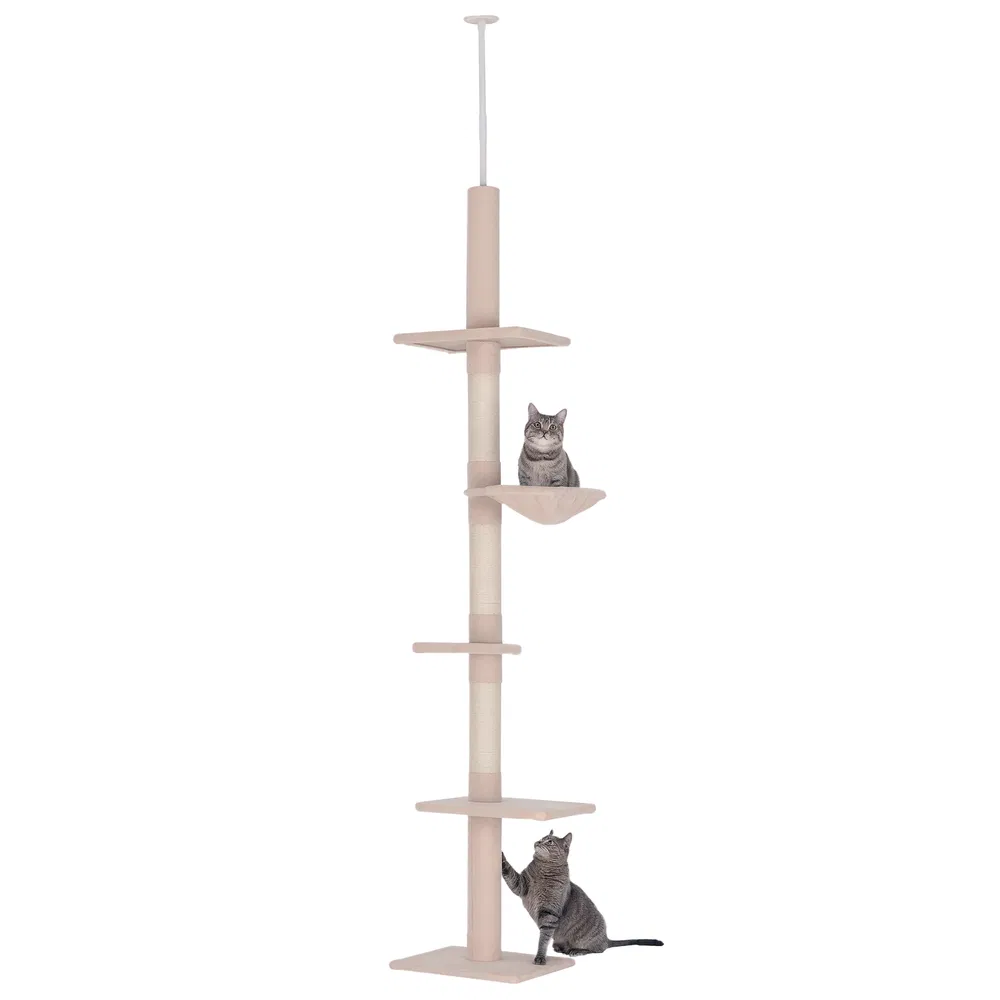 8.5ft Cat Climbing Tree 5-Tier Kitty Activity Center with Scratching Post Beige photo 7