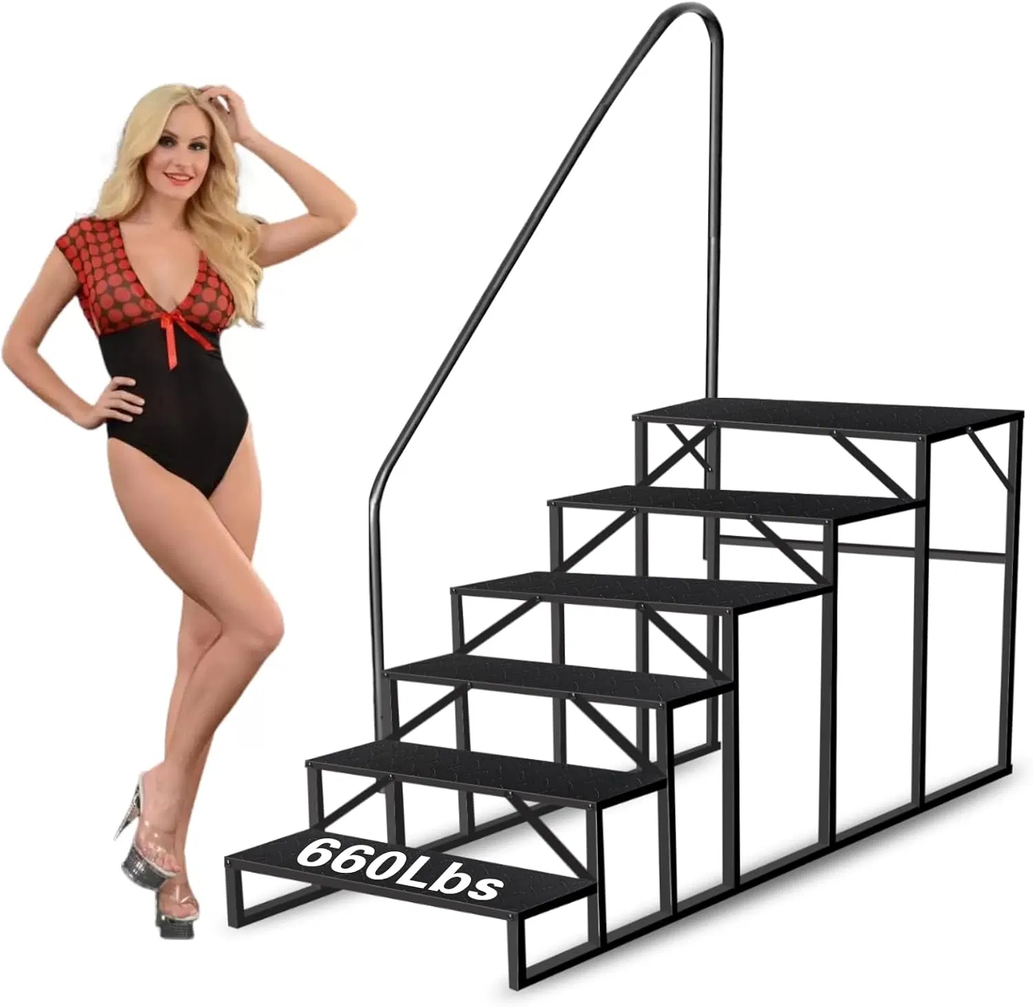 Swimming Pool Ladder Above Ground Pools, Step Stool Ladder with Handrails, Heavy Duty Hot Tub Steps (6 Step) photo 1