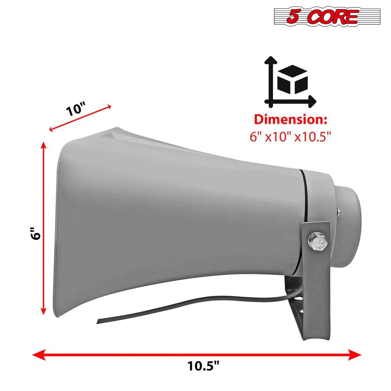 5 Core PA Horn 10/13/16" Loud Speaker Indoor Outdoor Bull Horn All Weather photo 7