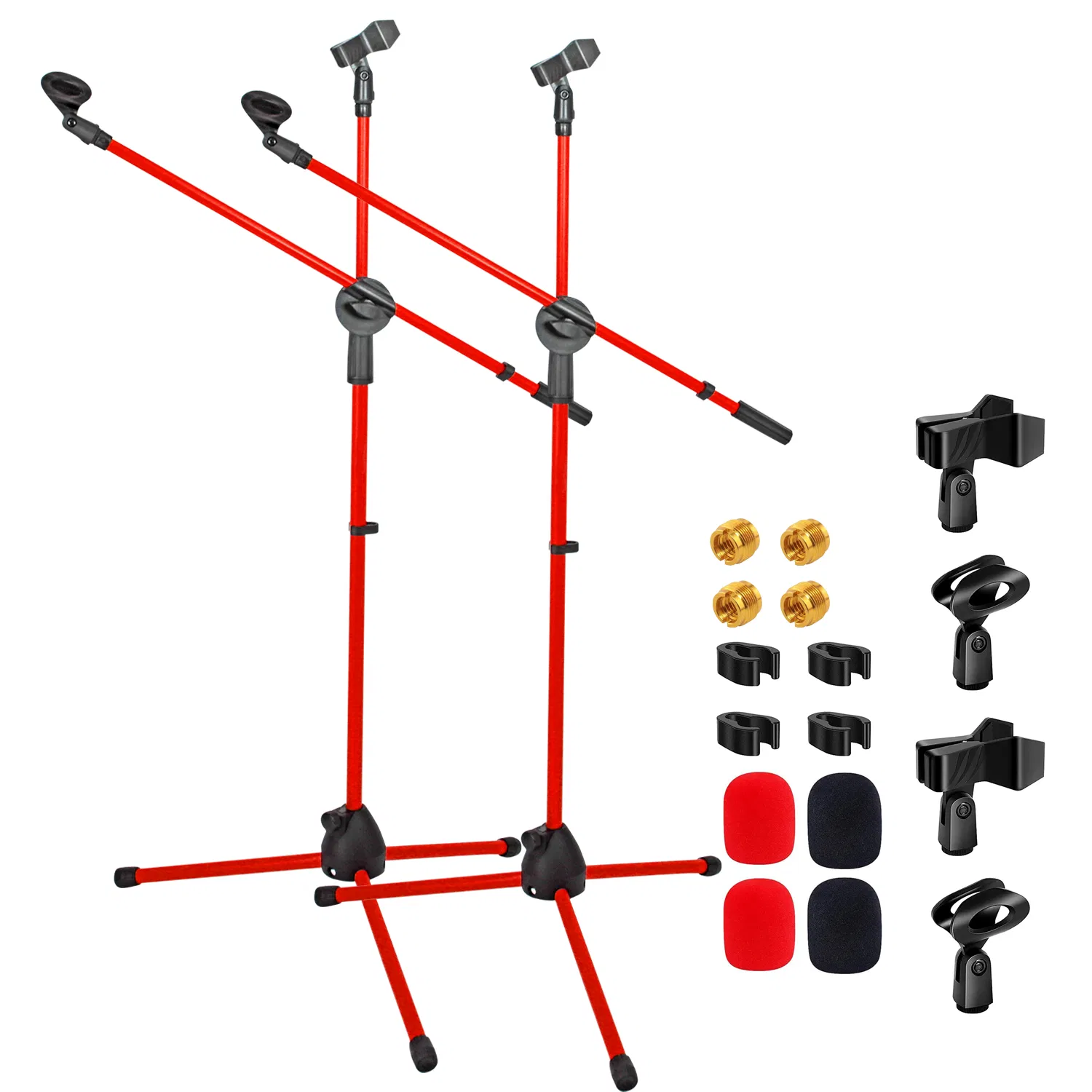 5 Core 2Pcs Mic Stand Floor Height Adjustable Tripod Microphone Stands w Extending Telescoping Boom Arm photo 1
