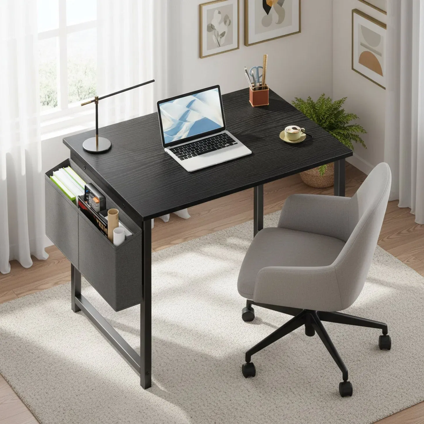 31IN Computer Desk for Home Office, Modern Study Work Table Simple Style for Bedroom, Writing Desks with X-Shaped Reinforcement photo 1