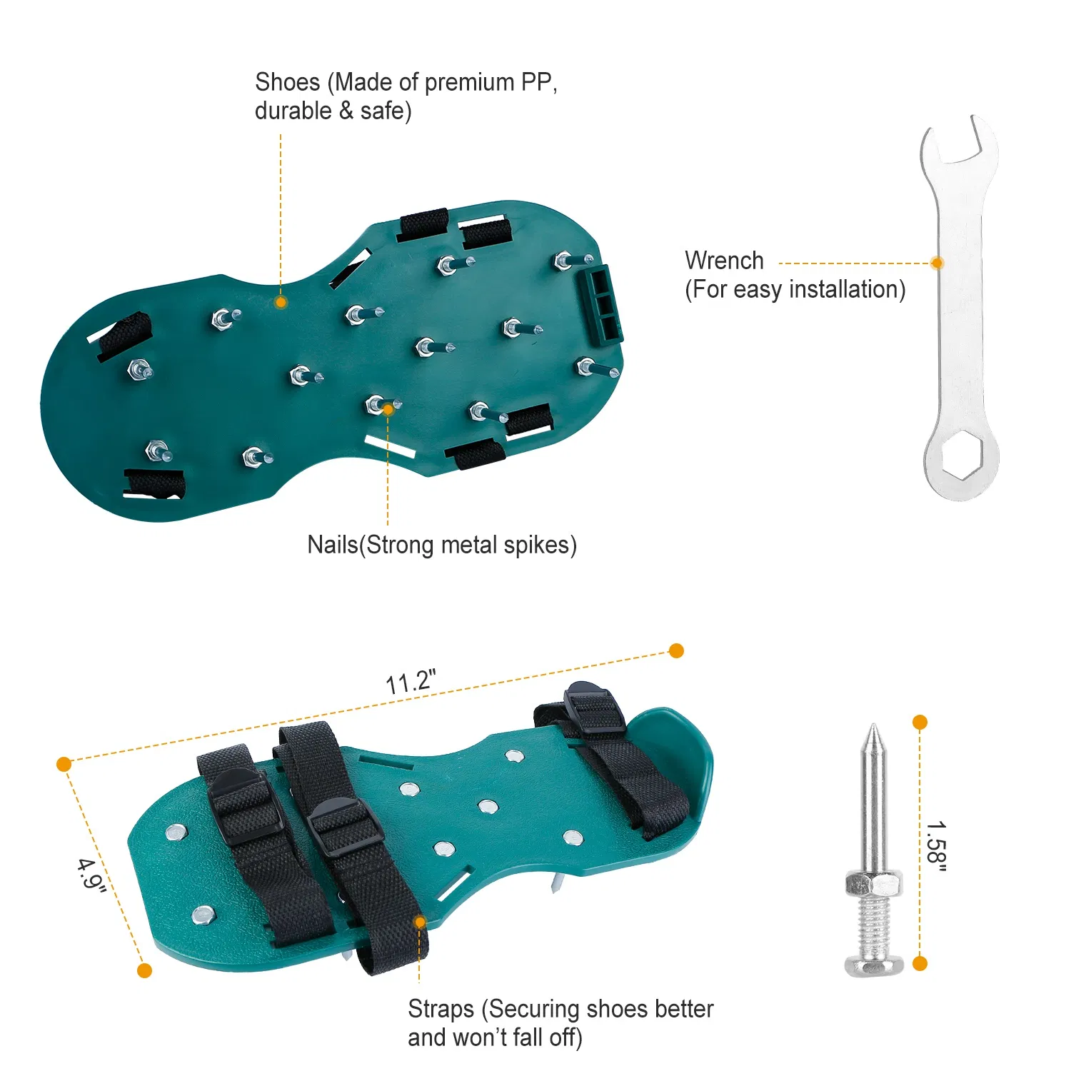 Lawn Aerator Shoes, Metal Spike Sandals for Aeration, Durable PP Material, Adjustable Straps, Easy Installation, Perfect Gardening Gift photo 2