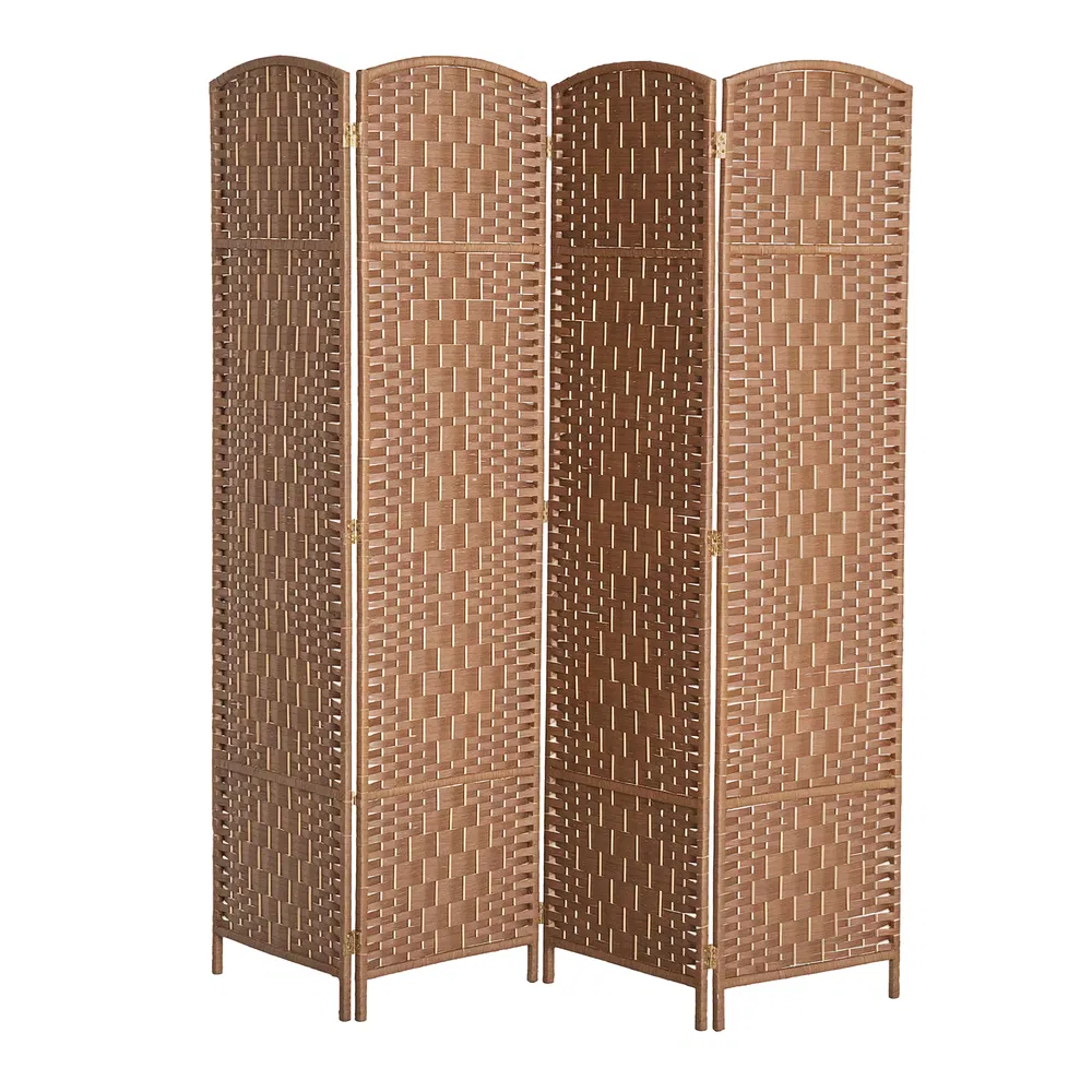 6ft Folding Room Divider, 4 Panel Wall Partition with Wooden Frame for Bedroom, Home Office, Natural photo 7