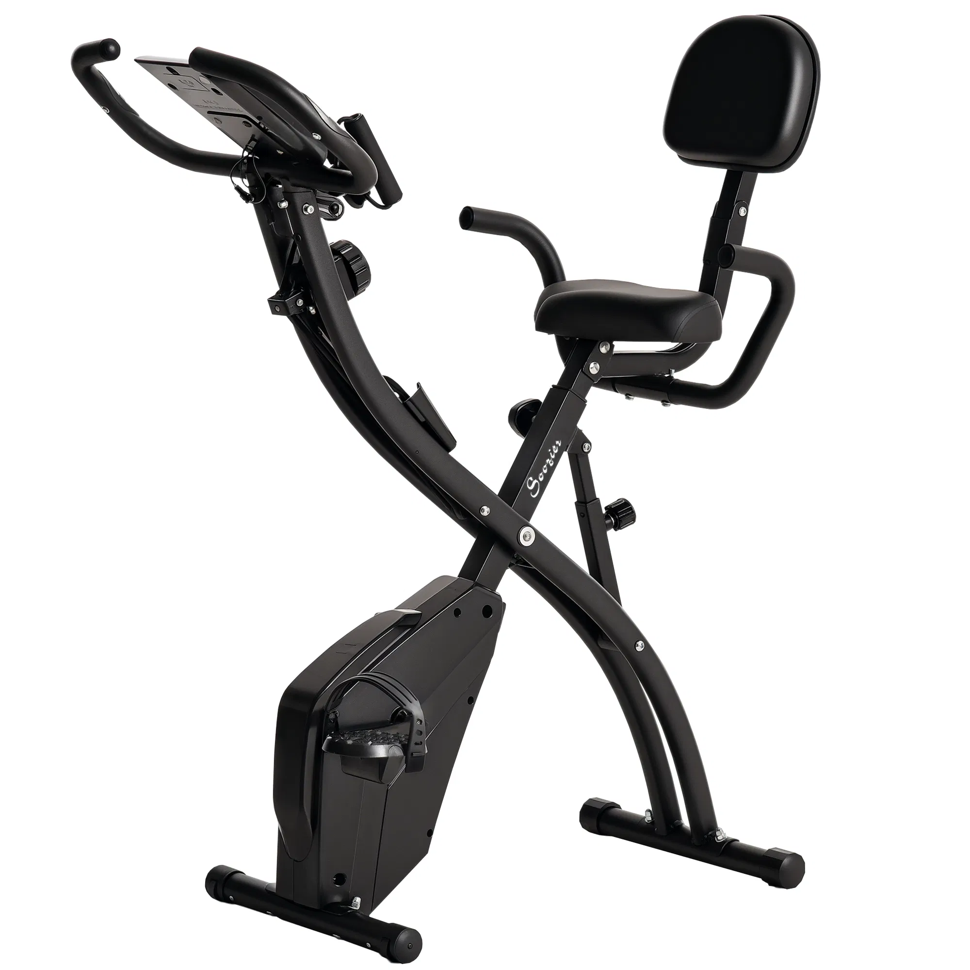 3 in 1 Folding Exercise Bike, Foldable Stationary Bike with 8-Level Magnetic Resistance, Adjustable Seat, Black photo 1