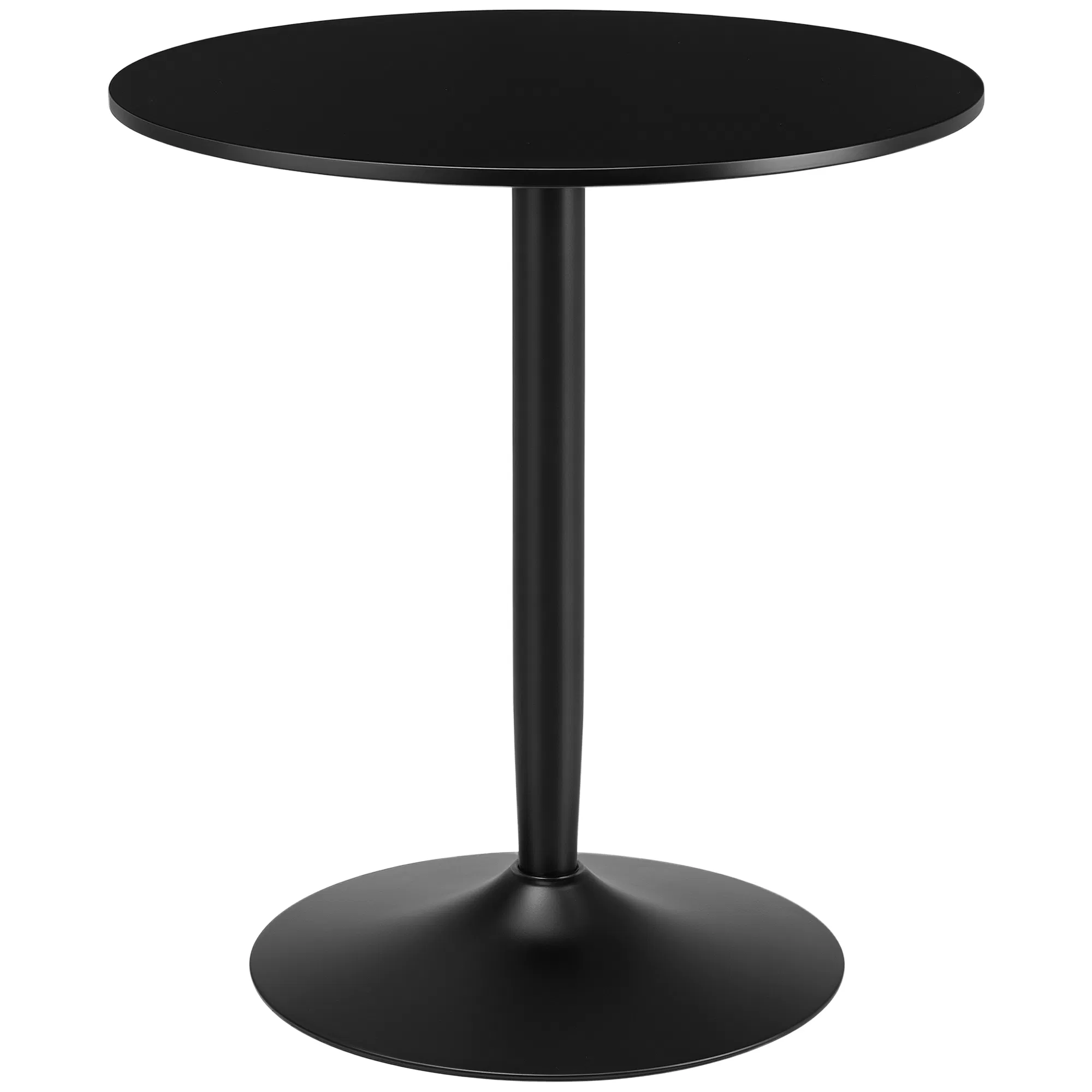 Modern Kitchen Table for 2 People, Round Dining Table with Steel Base for Living Room, Dining Room, Black photo 1