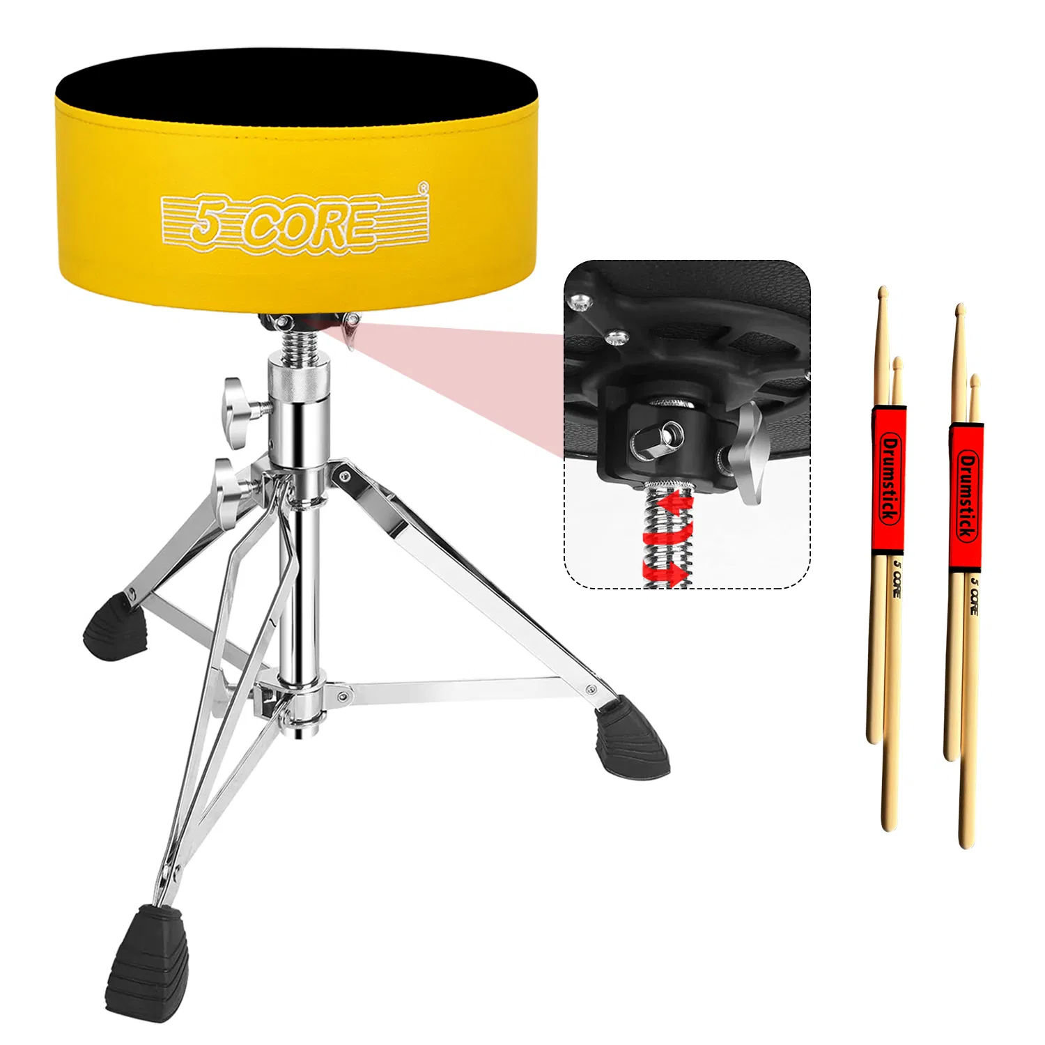 5 CORE Drum Throne Padded Guitar Stool Height Adjustable Heavy Duty Music Chair Seat Universal for Adults & Kids with Anti Slip Rubber Feet - DS CH BLK VEL HD photo 1