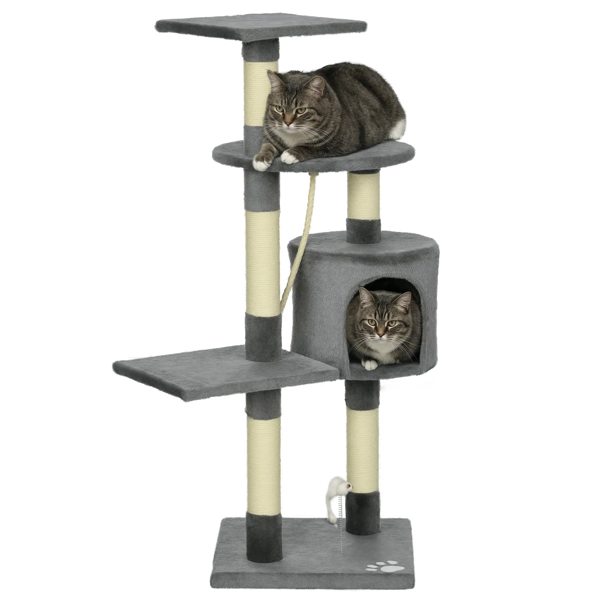 46Inch Scratching Cat Tree, Multi Level Cat Tower for Large Cats Adult with Toys and Condo, Grey photo 1