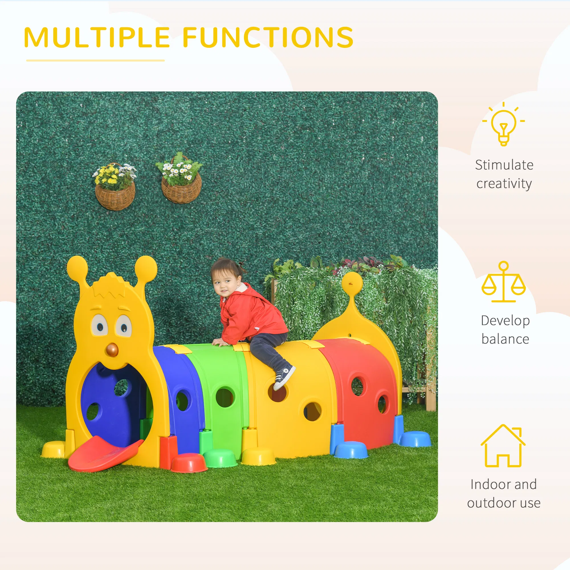 Lion Design Tunnel for Kids to Crawl Through, for 3-6 Years, Multicoloured photo 5