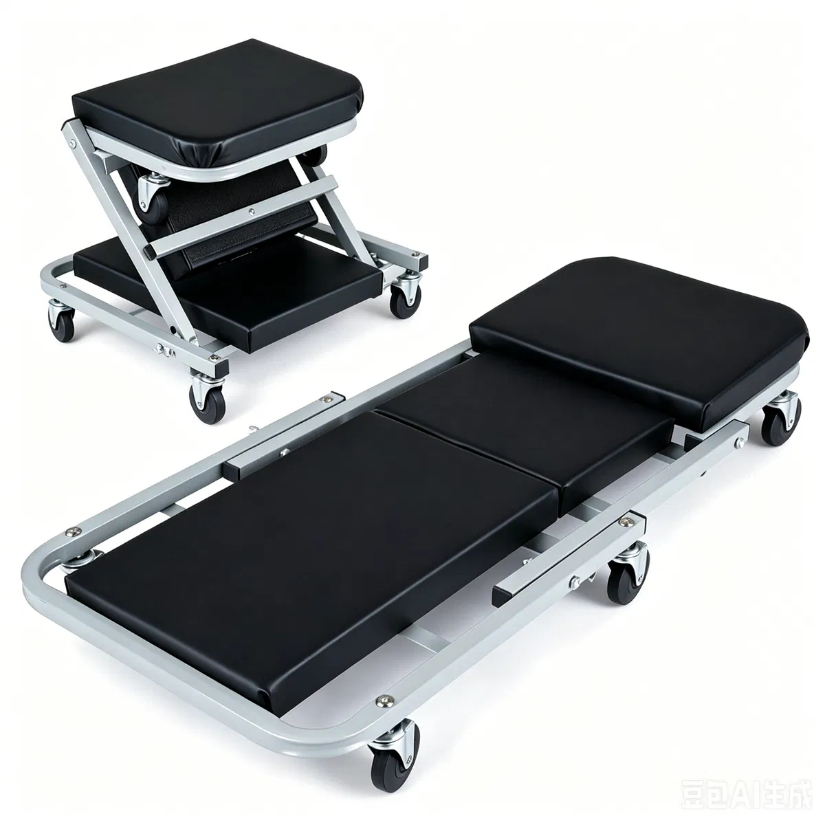 36" 2-in-1 Mechanic Creeper Seat with 360 Swivel Casters, Heavy Duty Metal Frame Auto Repair Rolling Stool with 1.5" Thick Oil-Proof Cushion for Garage Car Maintenance photo 8