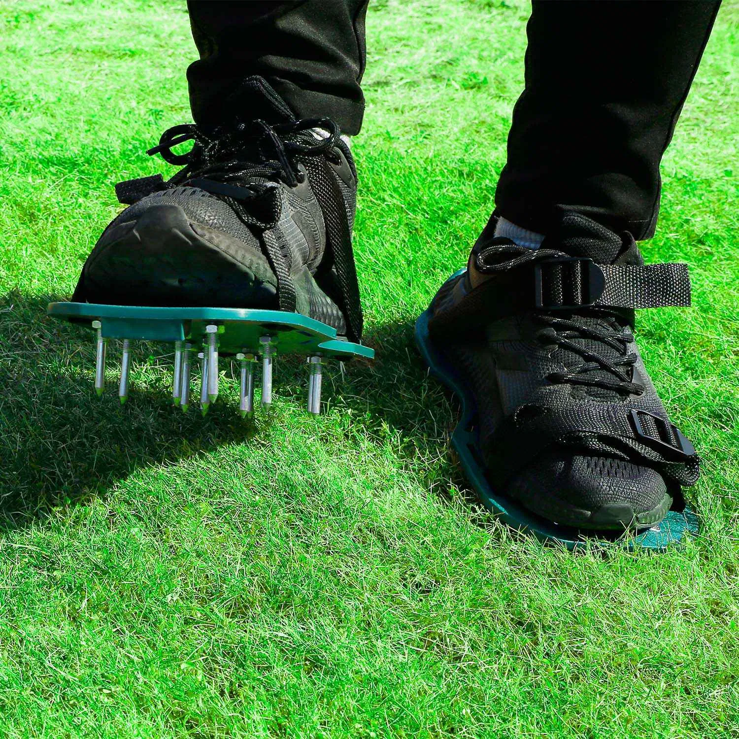 1Pair Lawn Aerator Shoes Grass Aerating Spike Sandal Heavy Duty Aerator Shoes w/ Adjustable Straps for Lawn Garden photo 3