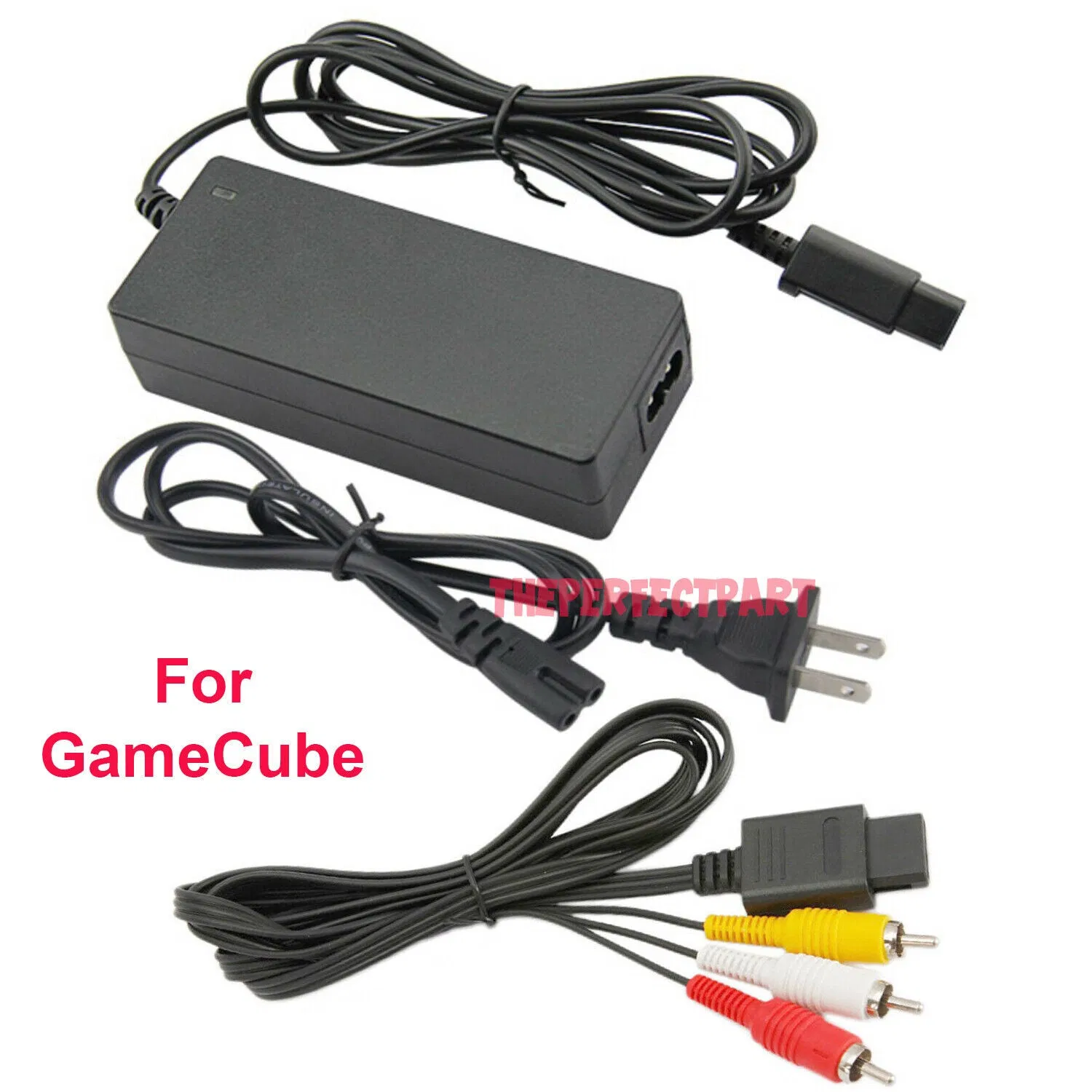 AC Adapter Power Supply & Audio Video A/V Cable for Nintendo GameCube Bundle USA photo 1