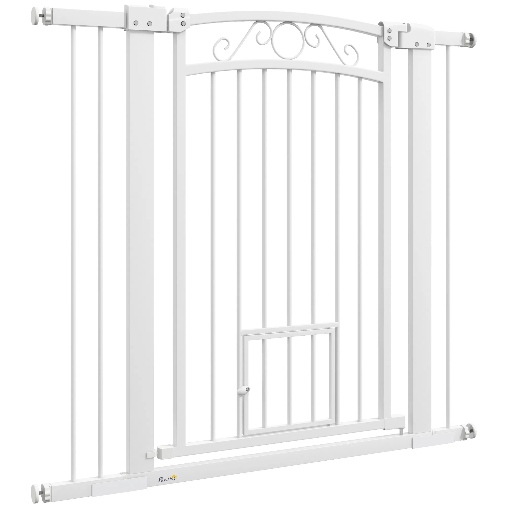 Dog Gate, Walk Through Pet Gate w/ Small Pet Door, Auto Close, for Doorways, House, Stair, 30"-41" W x 38" H photo 1