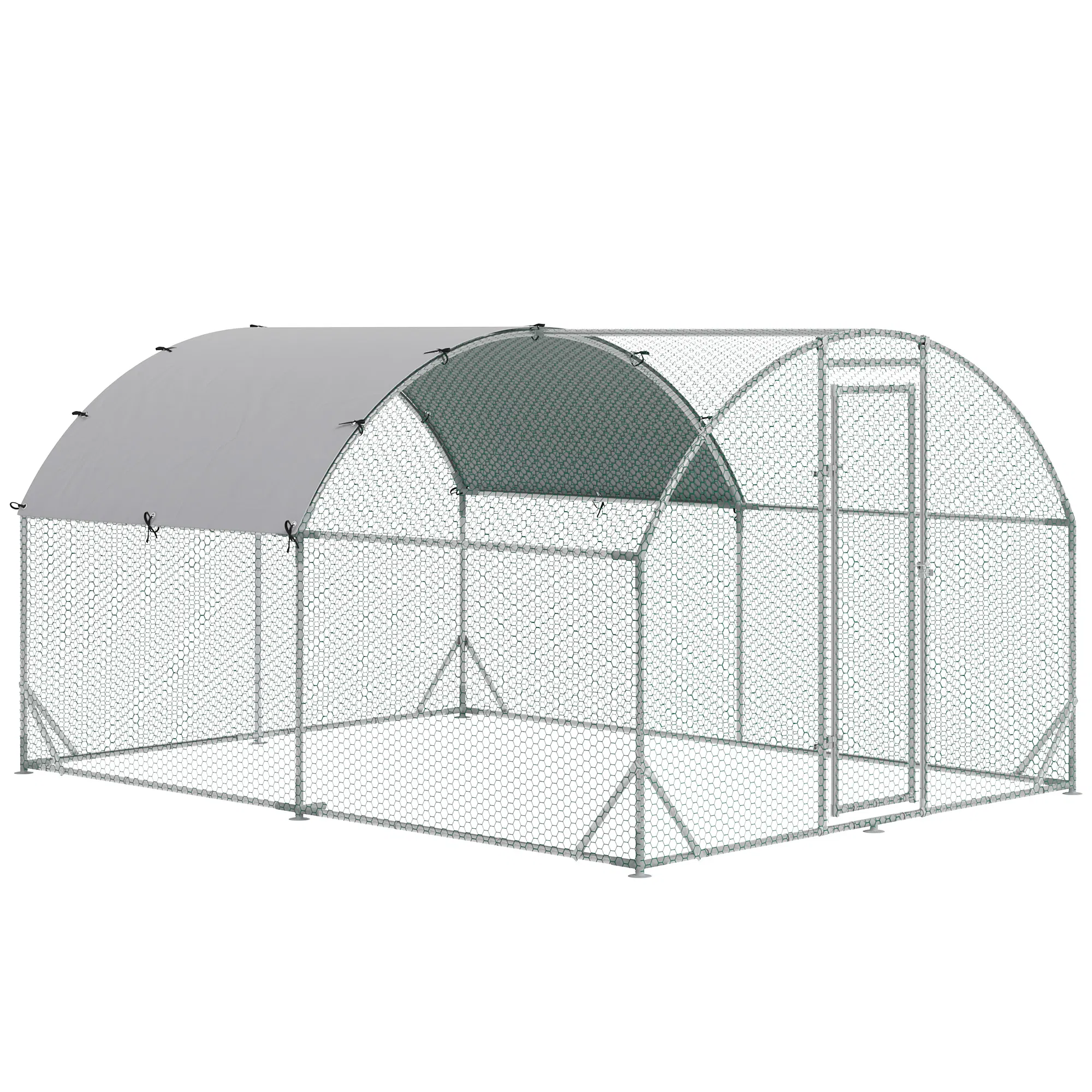 Galvanized Large Metal Chicken Coop Cage Walk-in Enclosure Poultry Hen Run House Playpen Rabbit Hutch with Cover for Outdoor Backyard 9.2' x 12.5' x 6.5' Silver photo 1