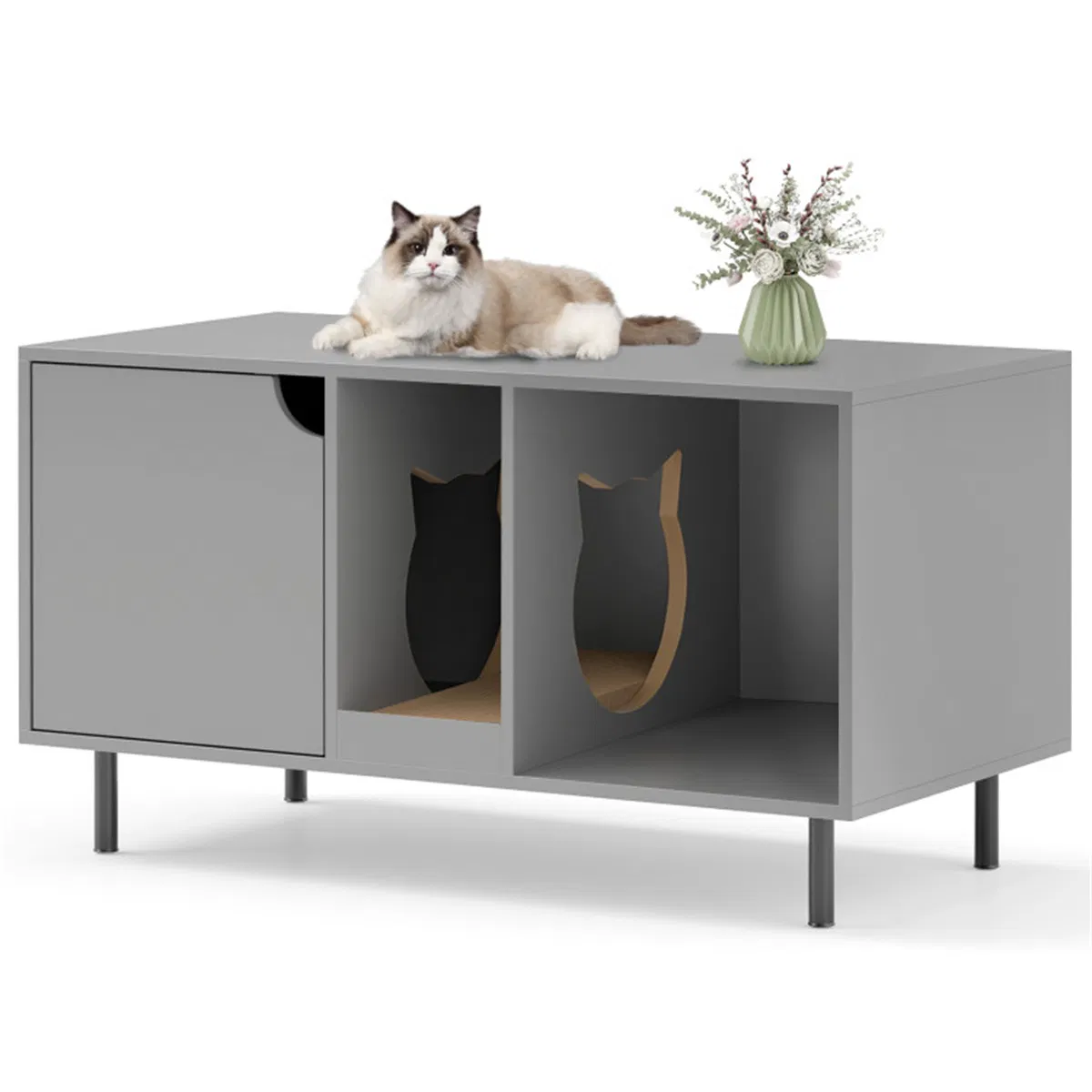 Gray Cat Litter Box Enclosure photo 2