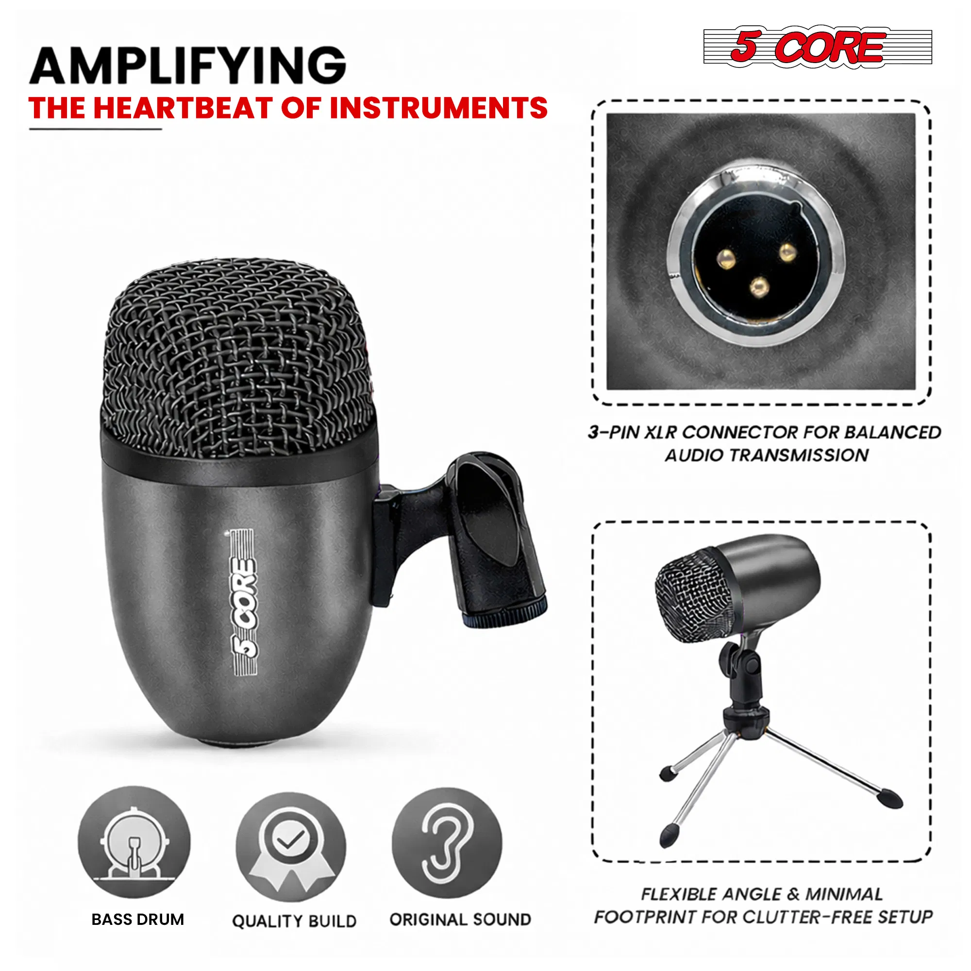 5 Core Tabla Mic Indian Instrument Microphone Set for Bayan & Dayan Dholak photo 8