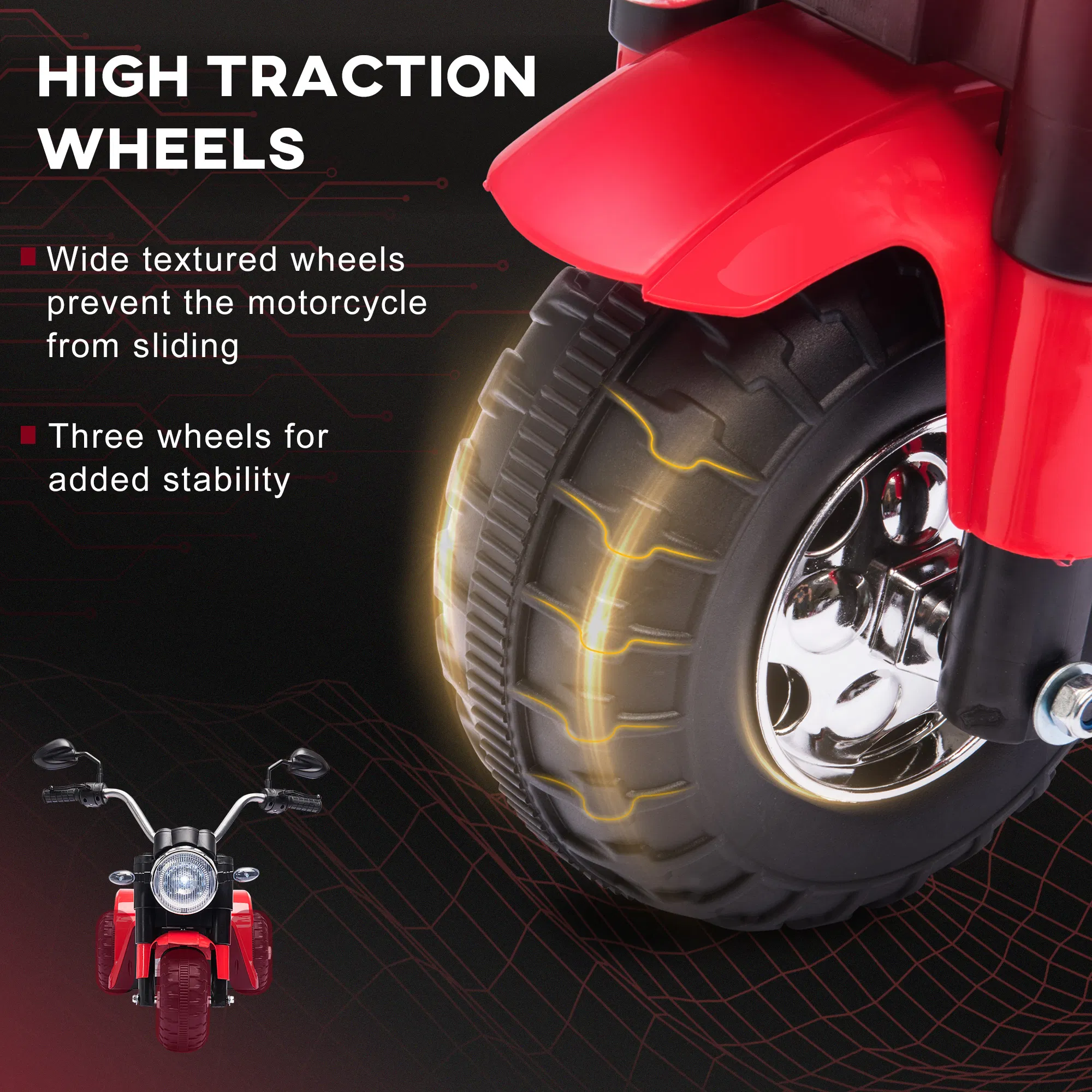 Kids Electric Motorcycle 6V Battery Powered Ride-On Dirt Bike 3-Wheels Motorbike with Horn Headlights Realistic Sounds 1.24mph Speed for Girls Boy 18 - 36 Months Red photo 6