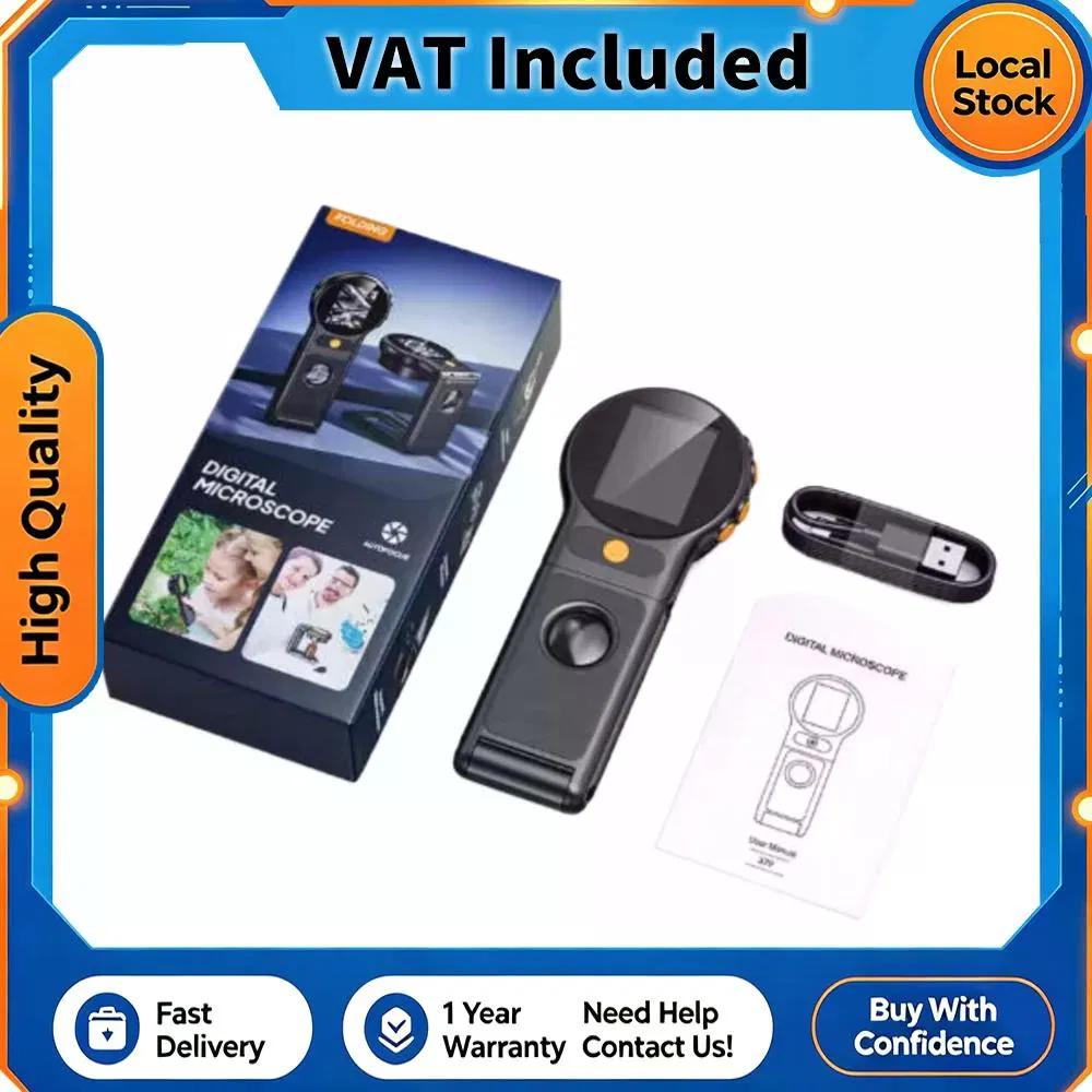 Autofocus 500X Digital Microscope 2MP 8LEDs Coin Video Microscopes Foldable Magnifying Glass 2Inch for Electronics Repair photo 1